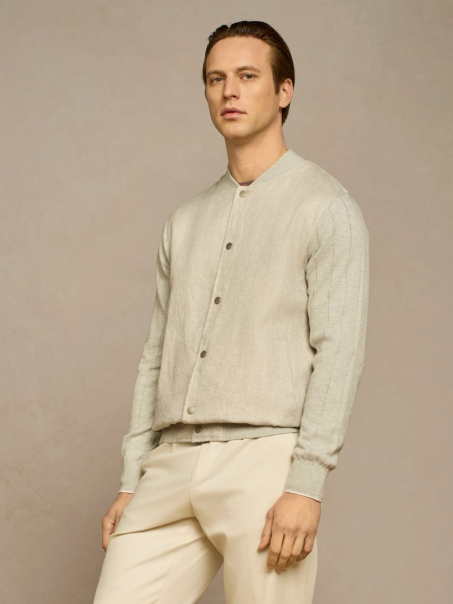 Bomber college in lino grigio chiaro - Image 2