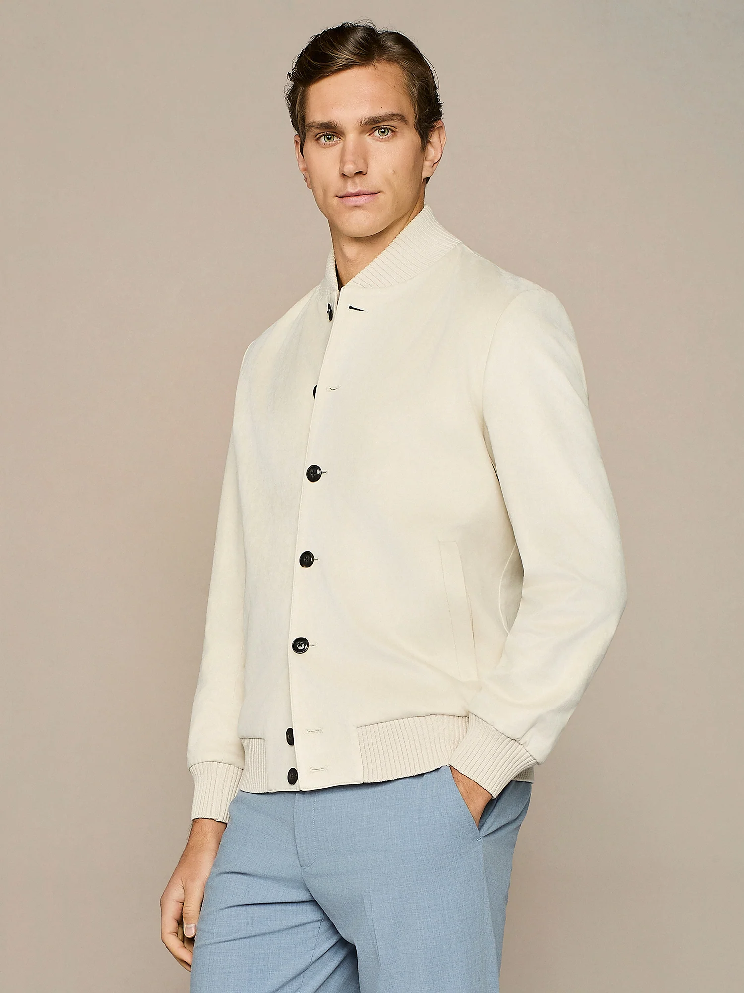 Bomber in eco suede beige - Image 2