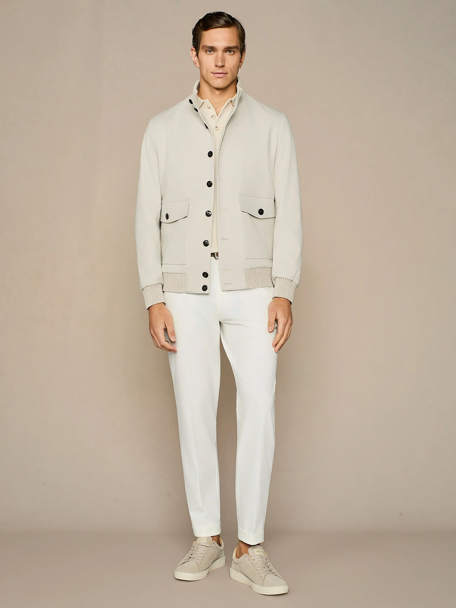Bomber in jersey piquet stone - Image 3
