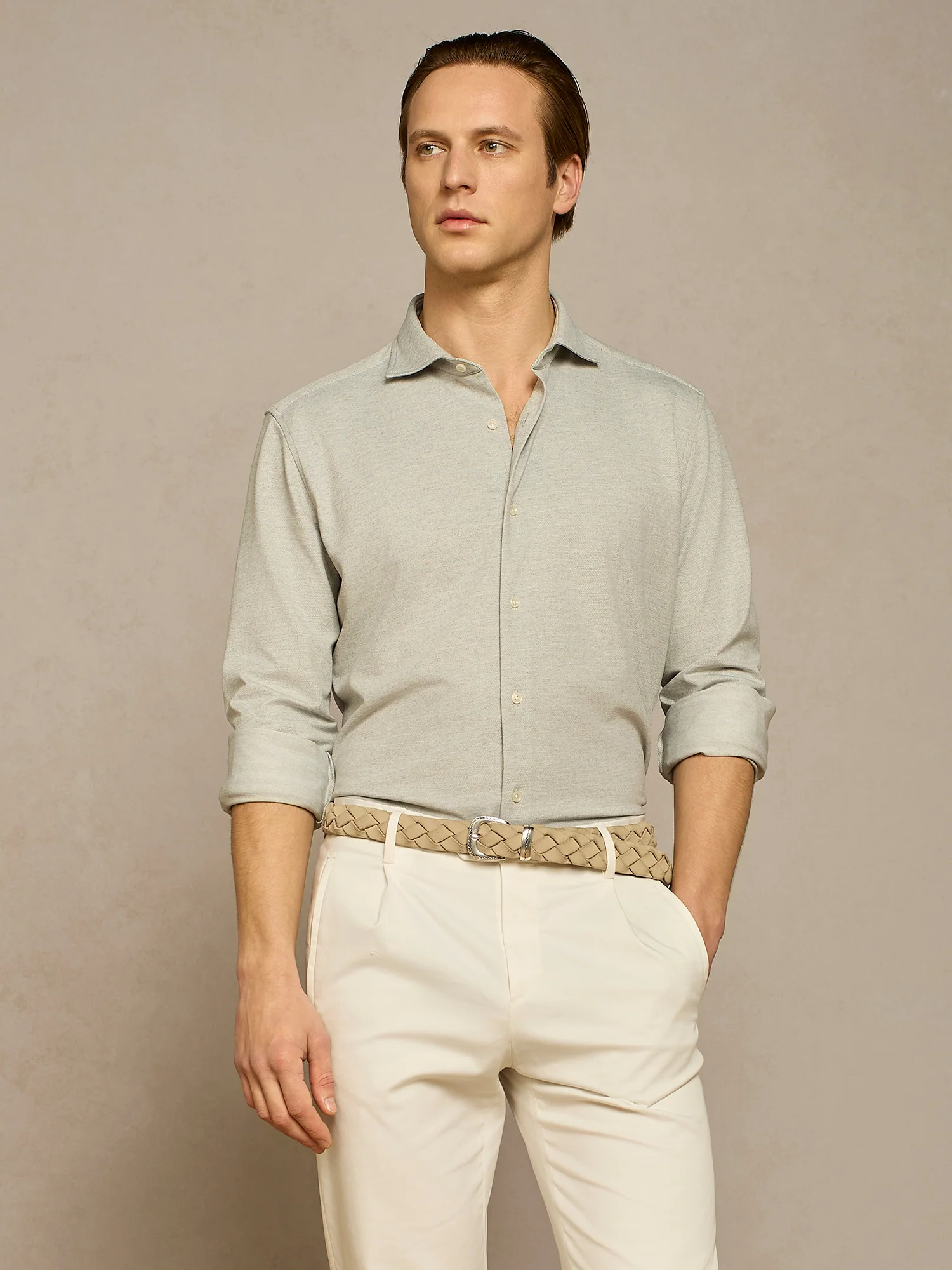 Camicia piquet tecnico grigia