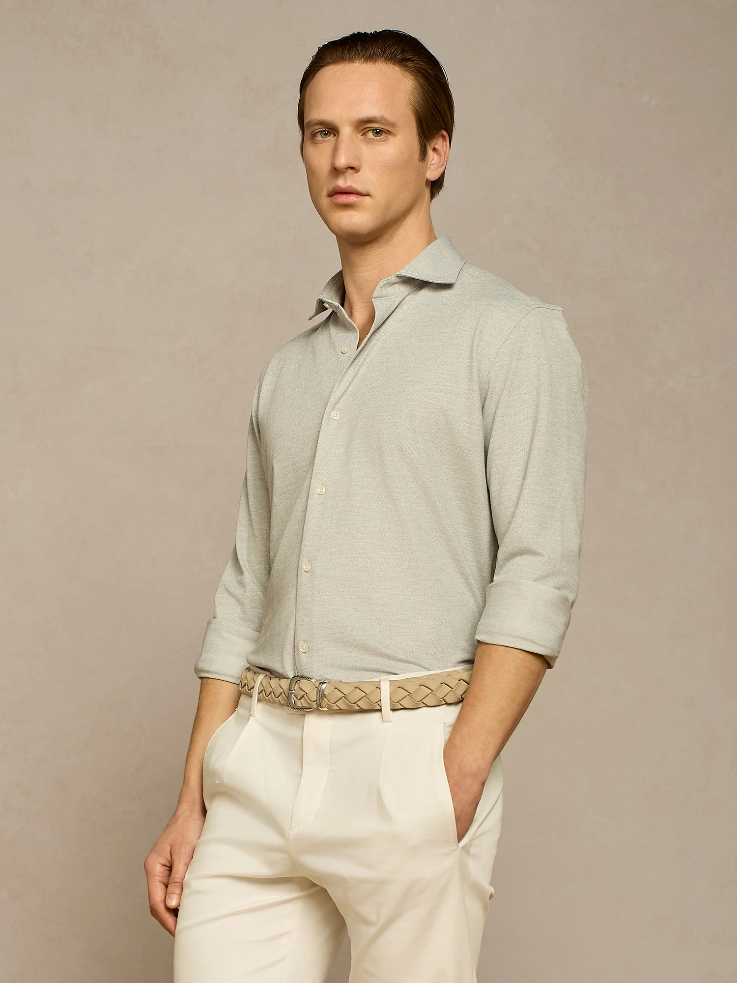 Camicia piquet tecnico grigia - Image 2