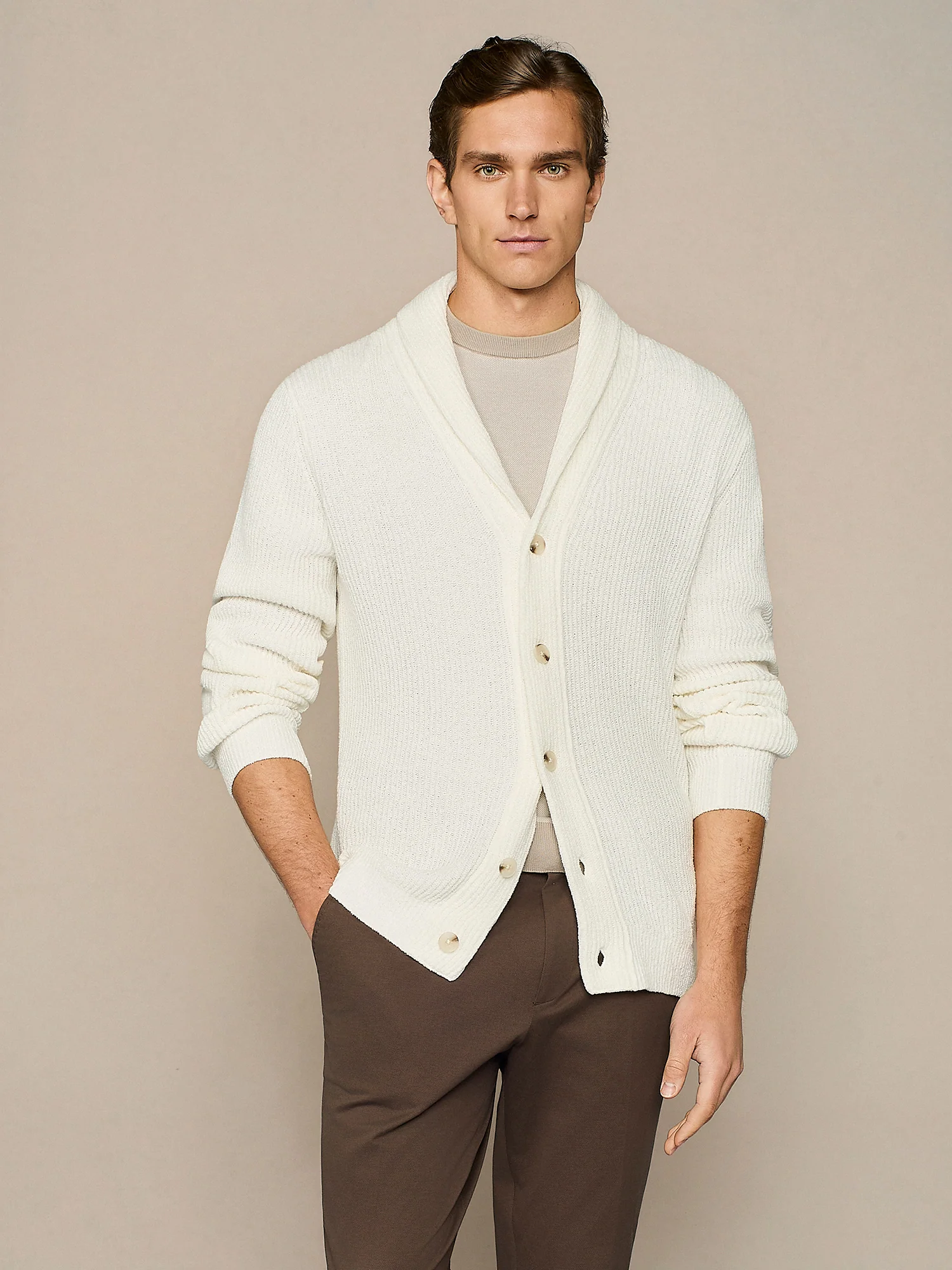 Cardigan sciallato boucle' bianco