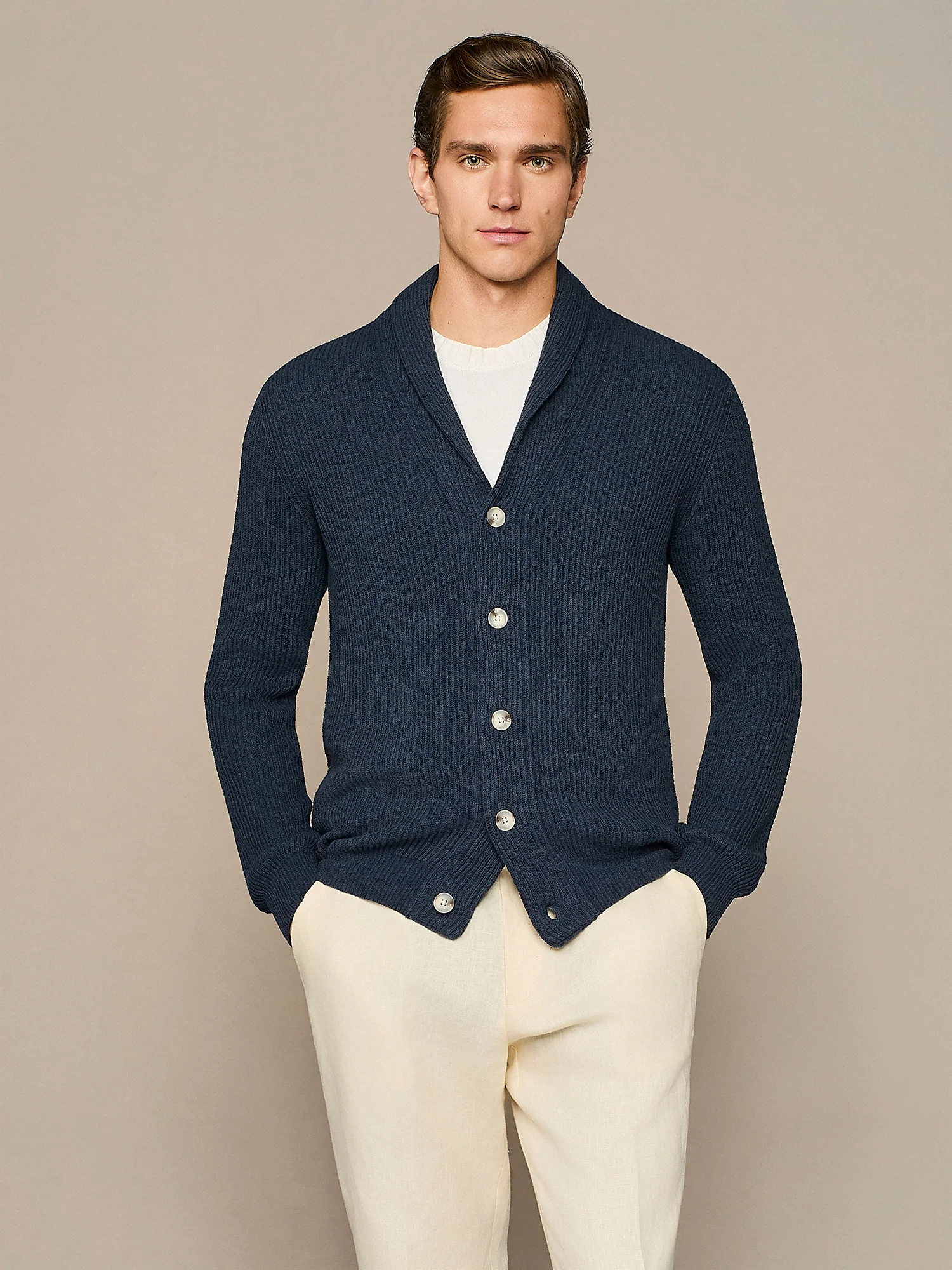 Cardigan sciallato boucle' blu