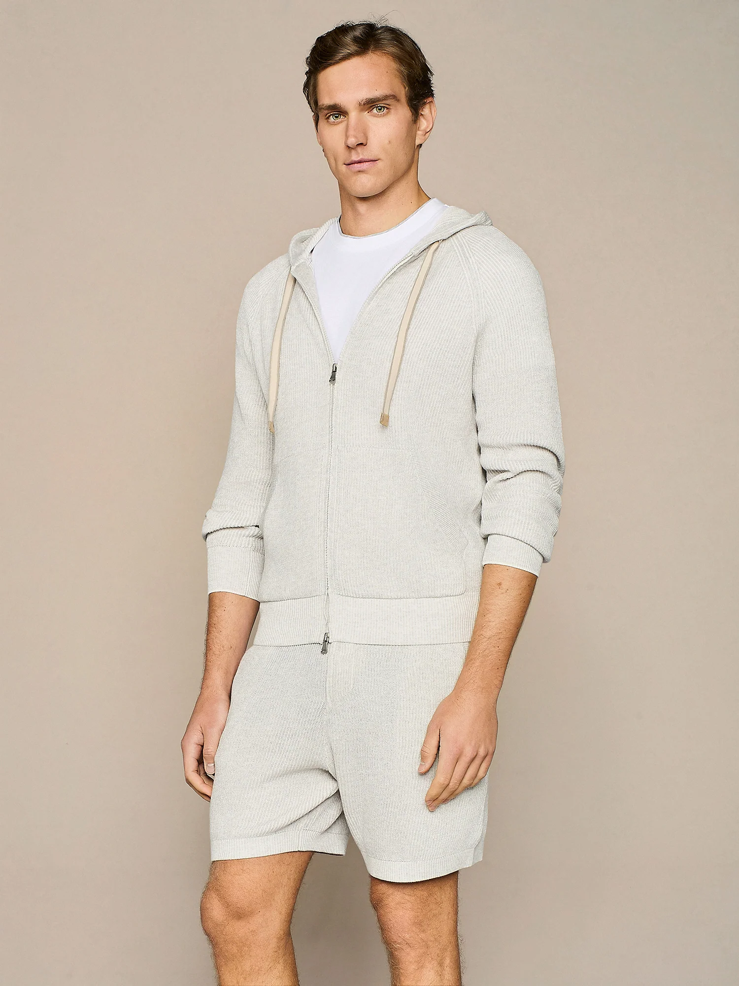 Felpa con cappuccio in maglia vanise' grigio chiaro - Image 2