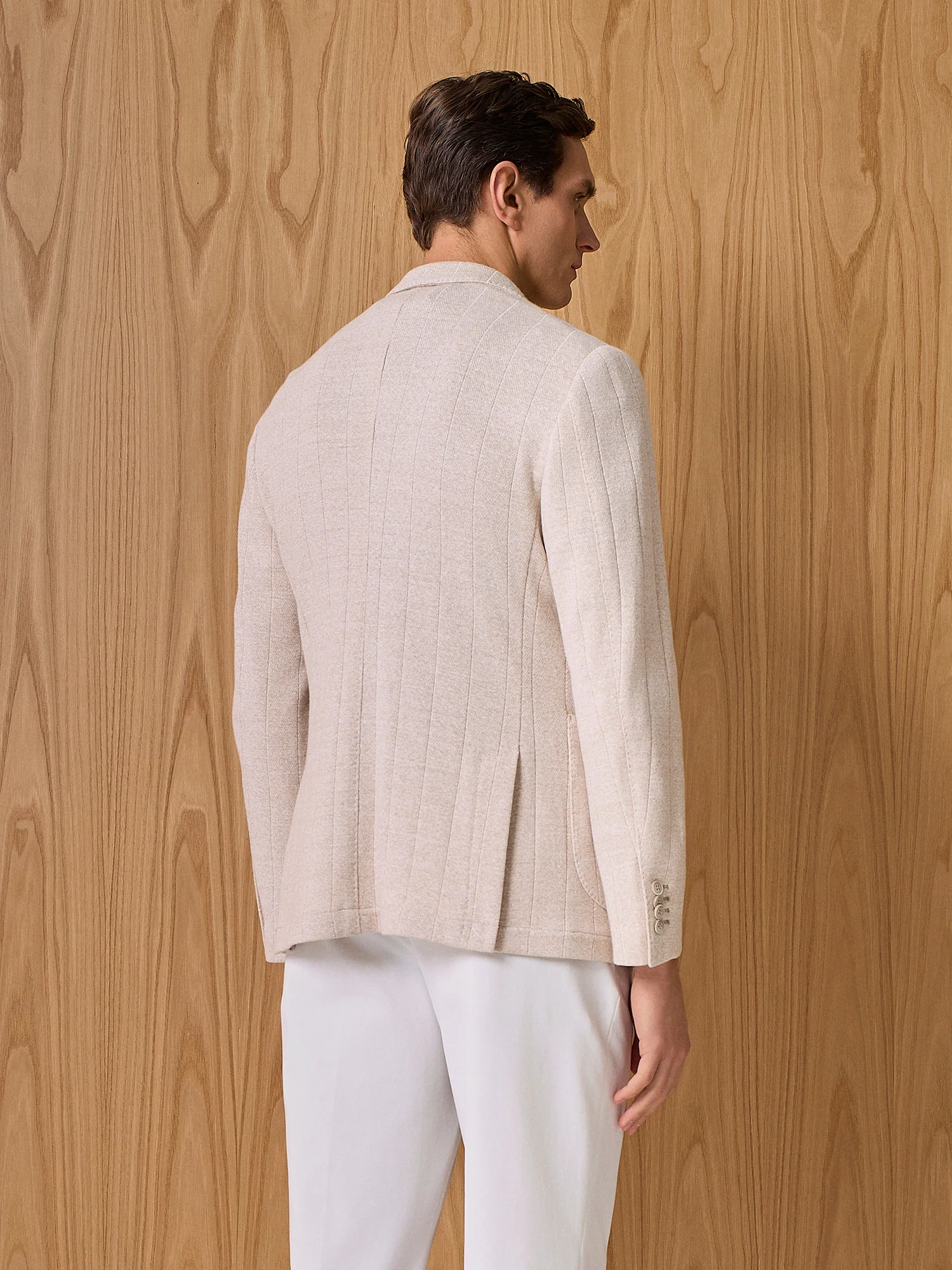 Giacca in jersey costa piatta beige - Image 4