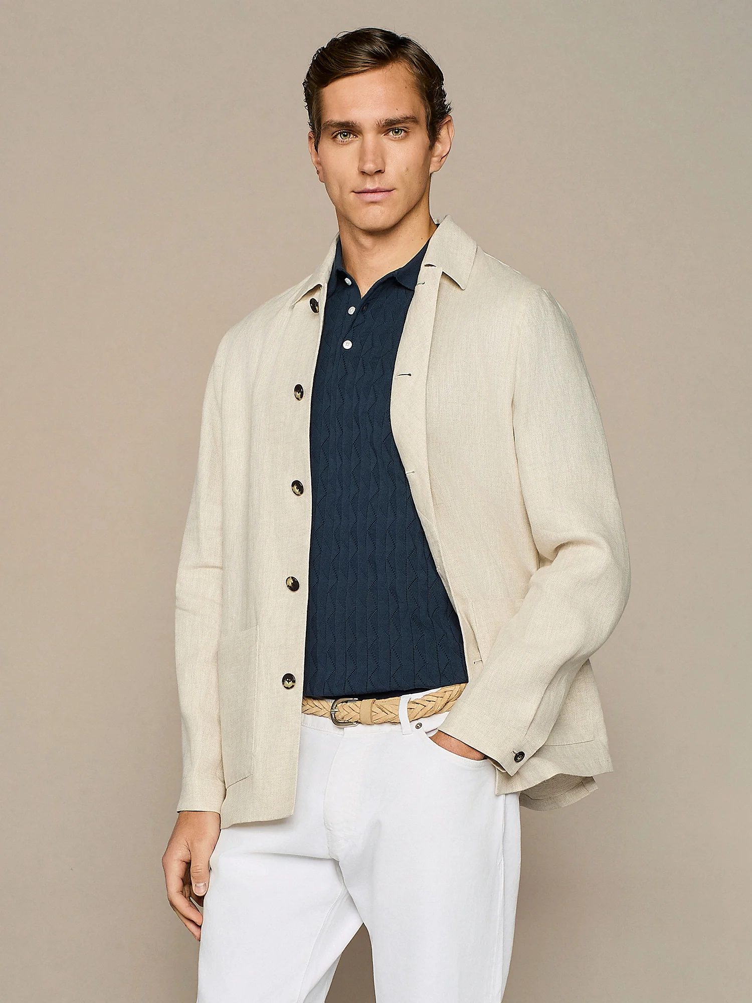 Giacca worker in lino beige - Image 2