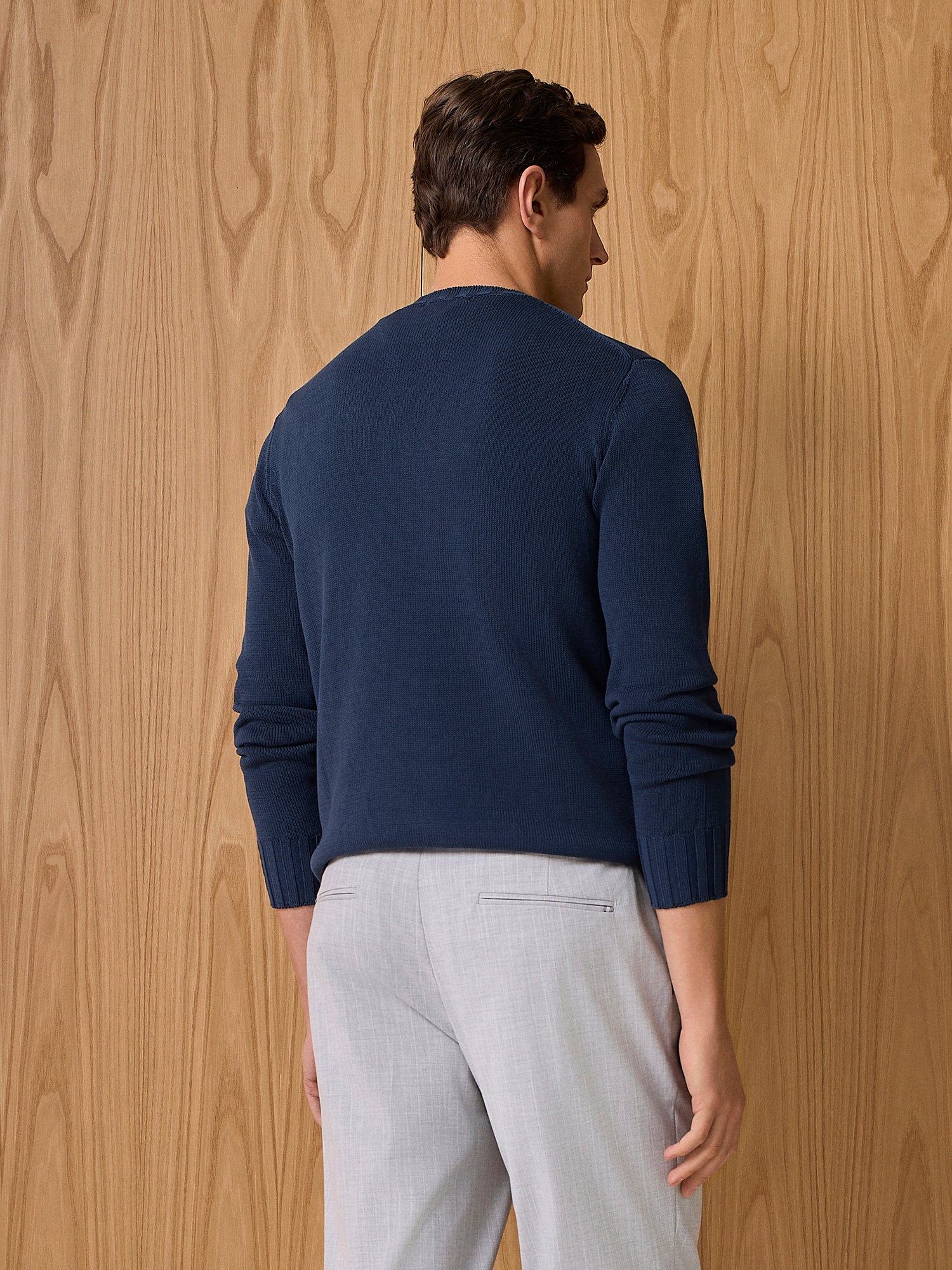 Maglia girocollo in cotone lavato navy - Image 4
