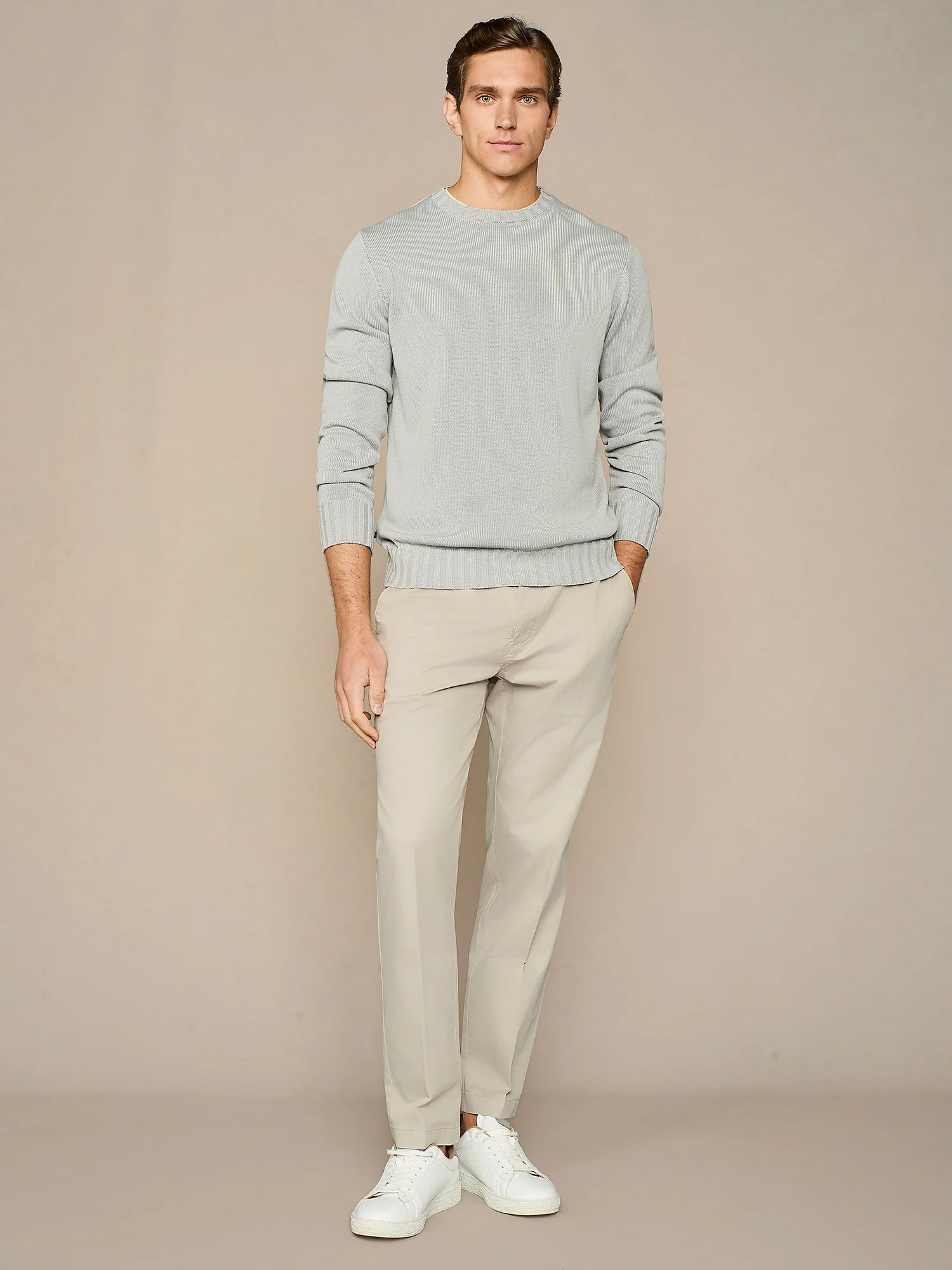 Maglia girocollo in cotone lavato cloud - Image 3