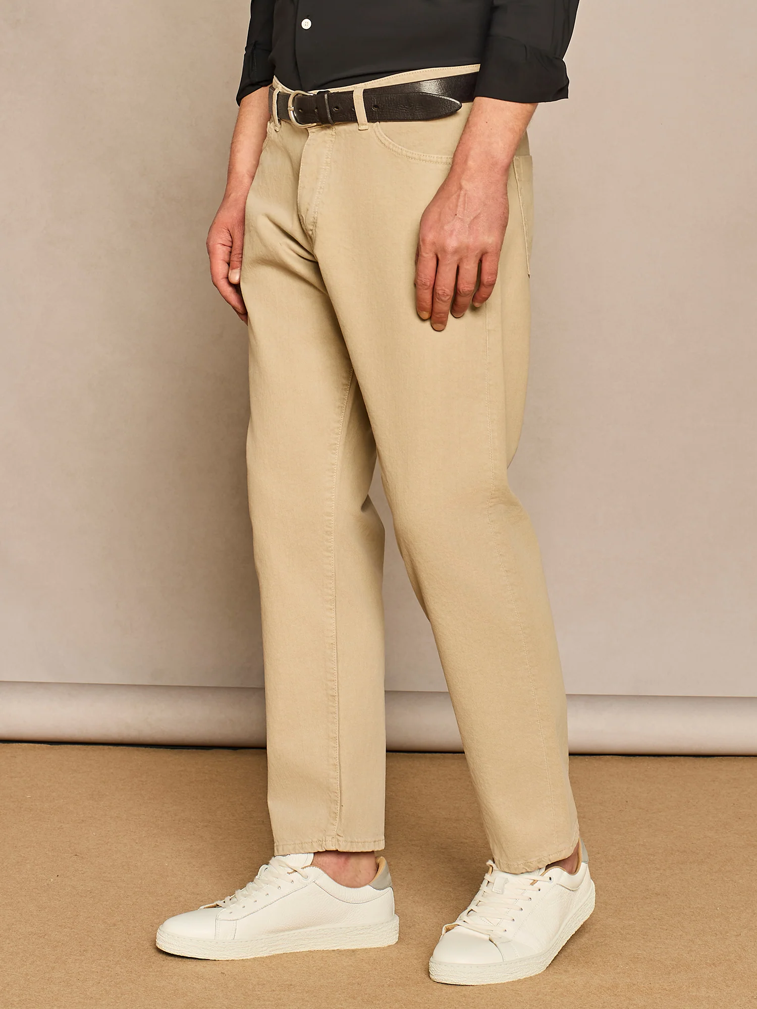 Pantalone denim cinque tasche beige chiaro - Image 3