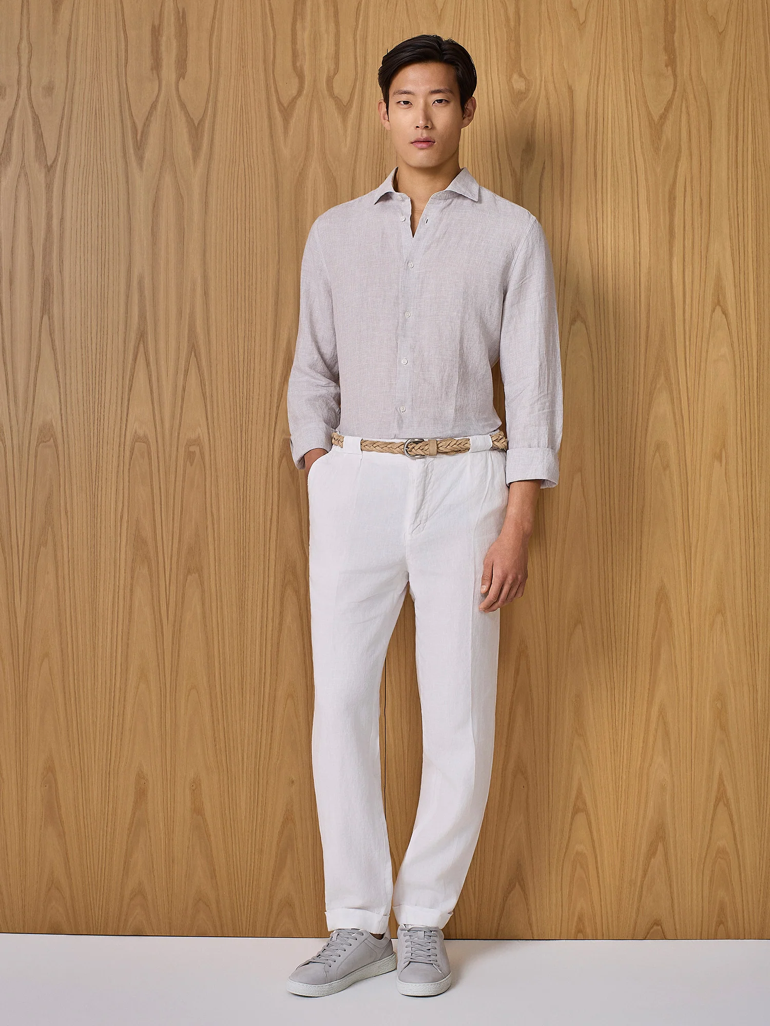Pantalone in lino bianco