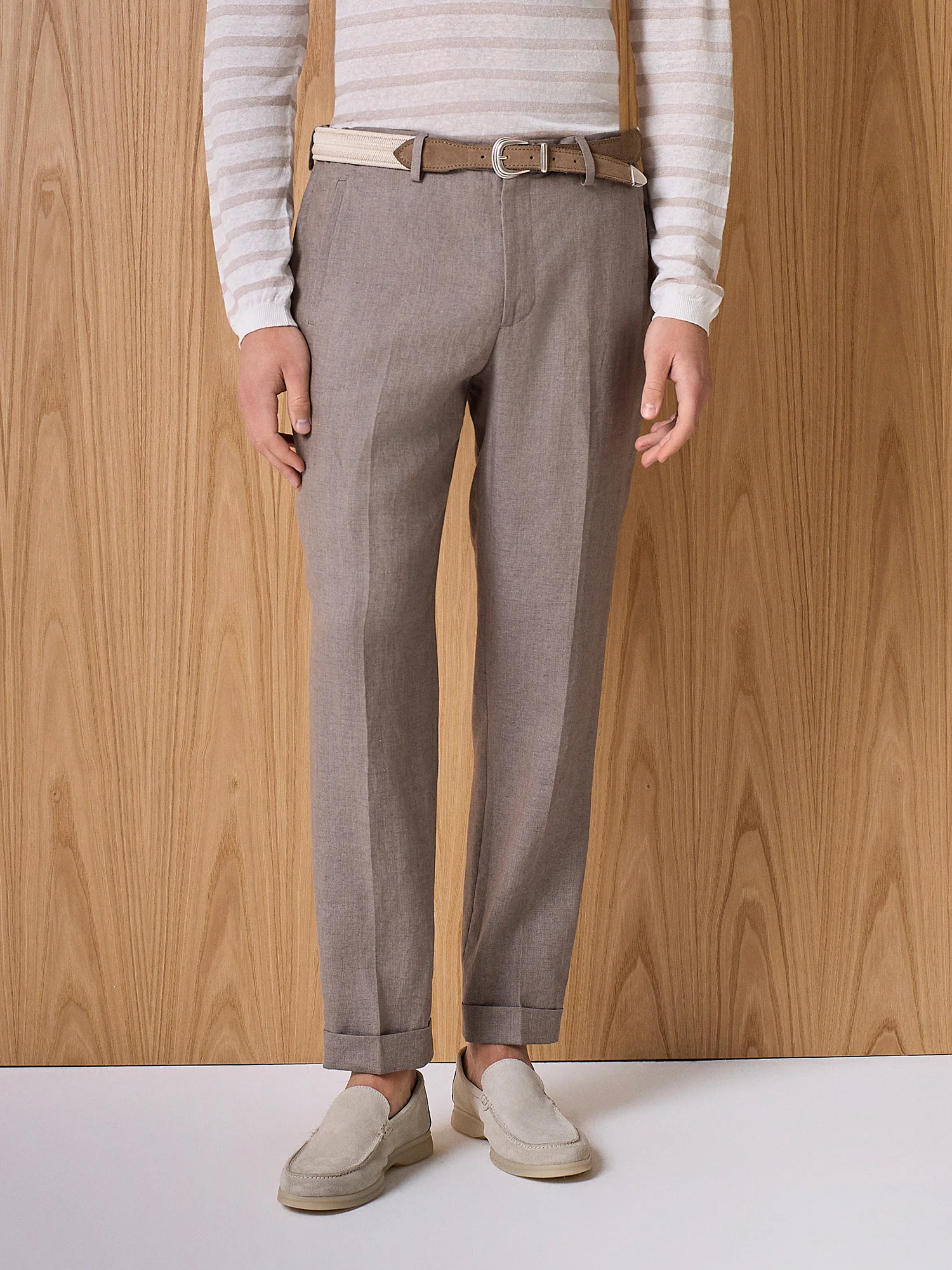 Pantalone in lino taupe - Image 2