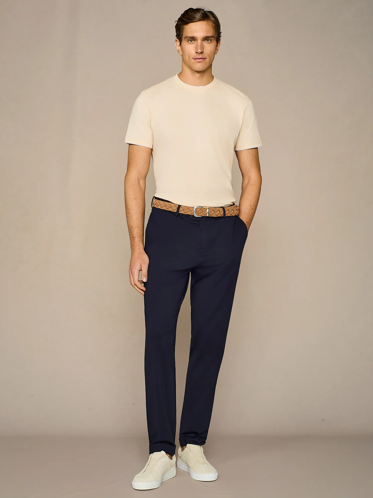 T-shirt doppio collo jersey apricot - Image 3