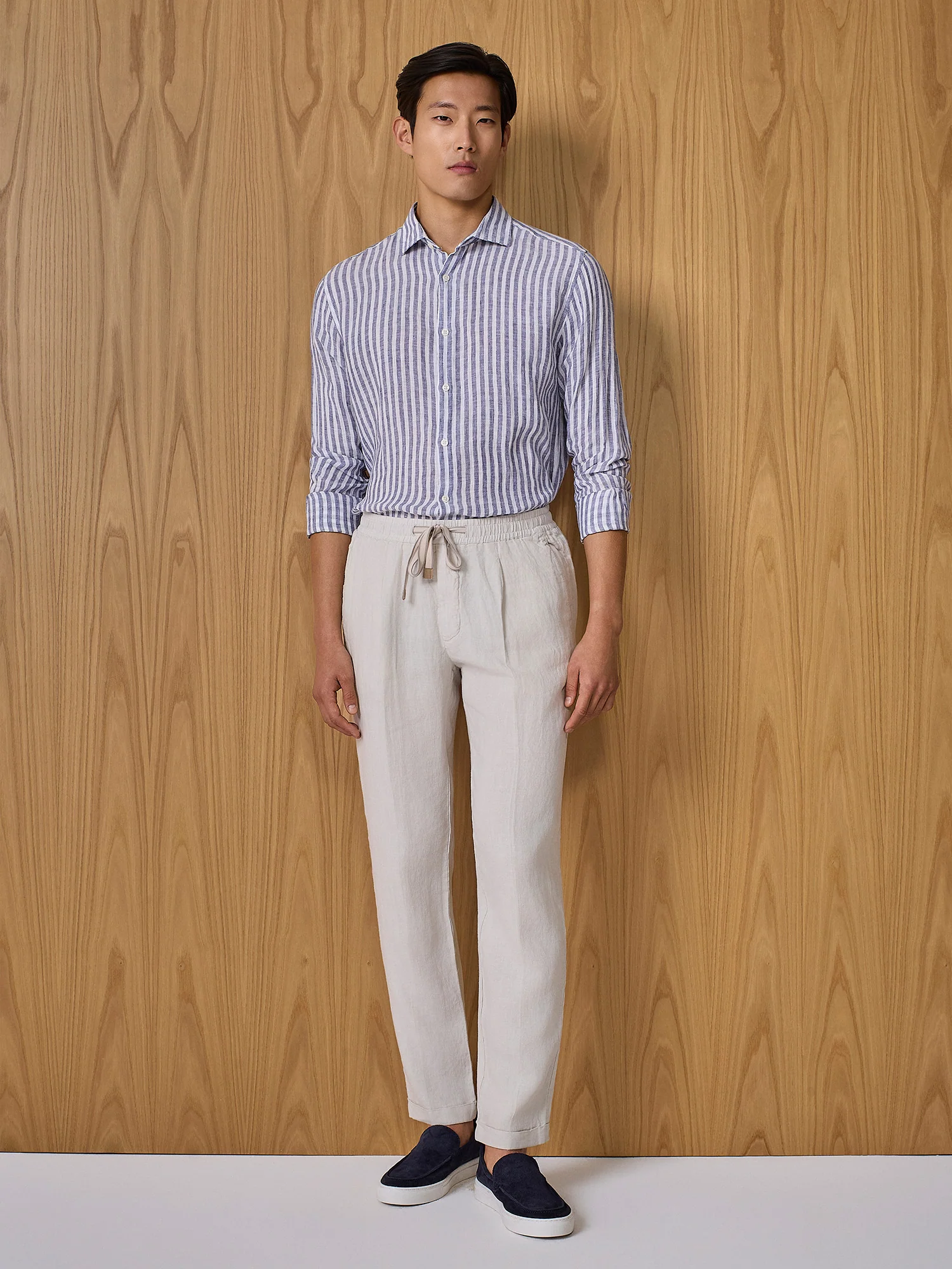 Pantalone jogger in lino burro