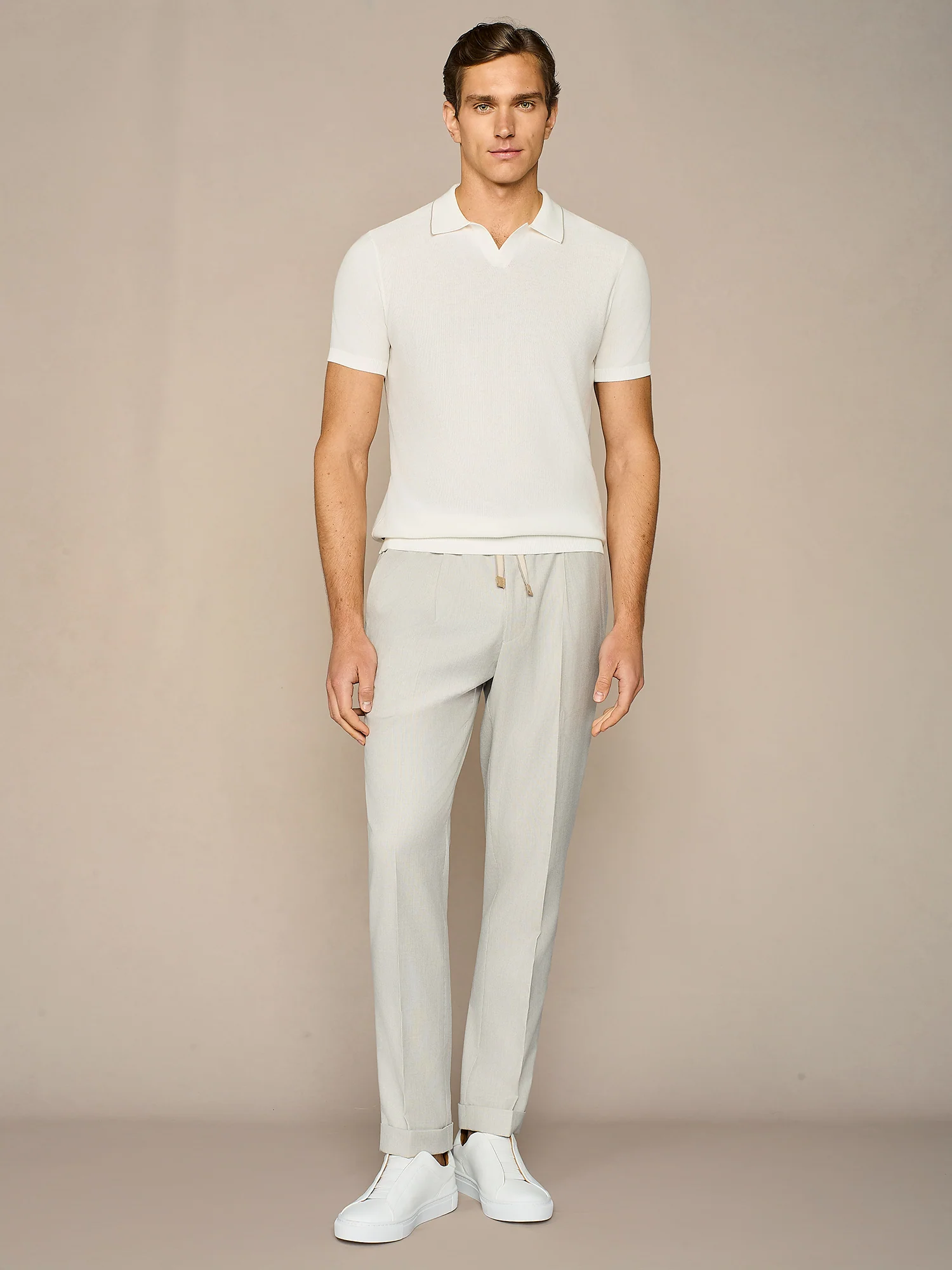 Pantalone jogger pied de poule grigio chiaro