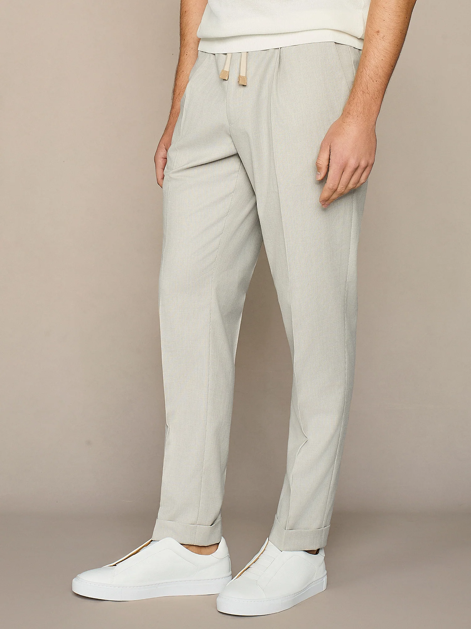 Pantalone jogger pied de poule grigio chiaro - Image 3