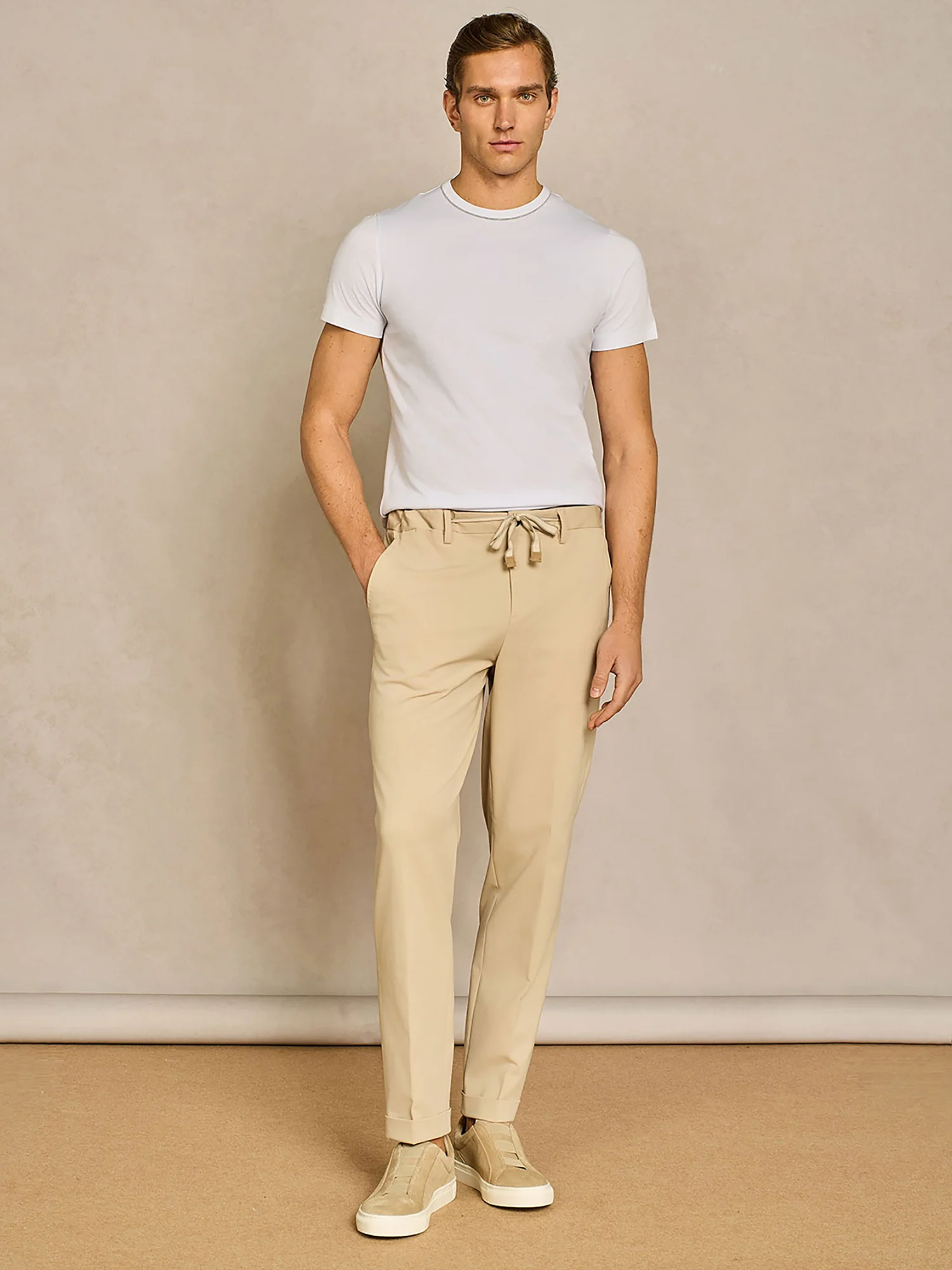 Pantalone laccio jersey beige