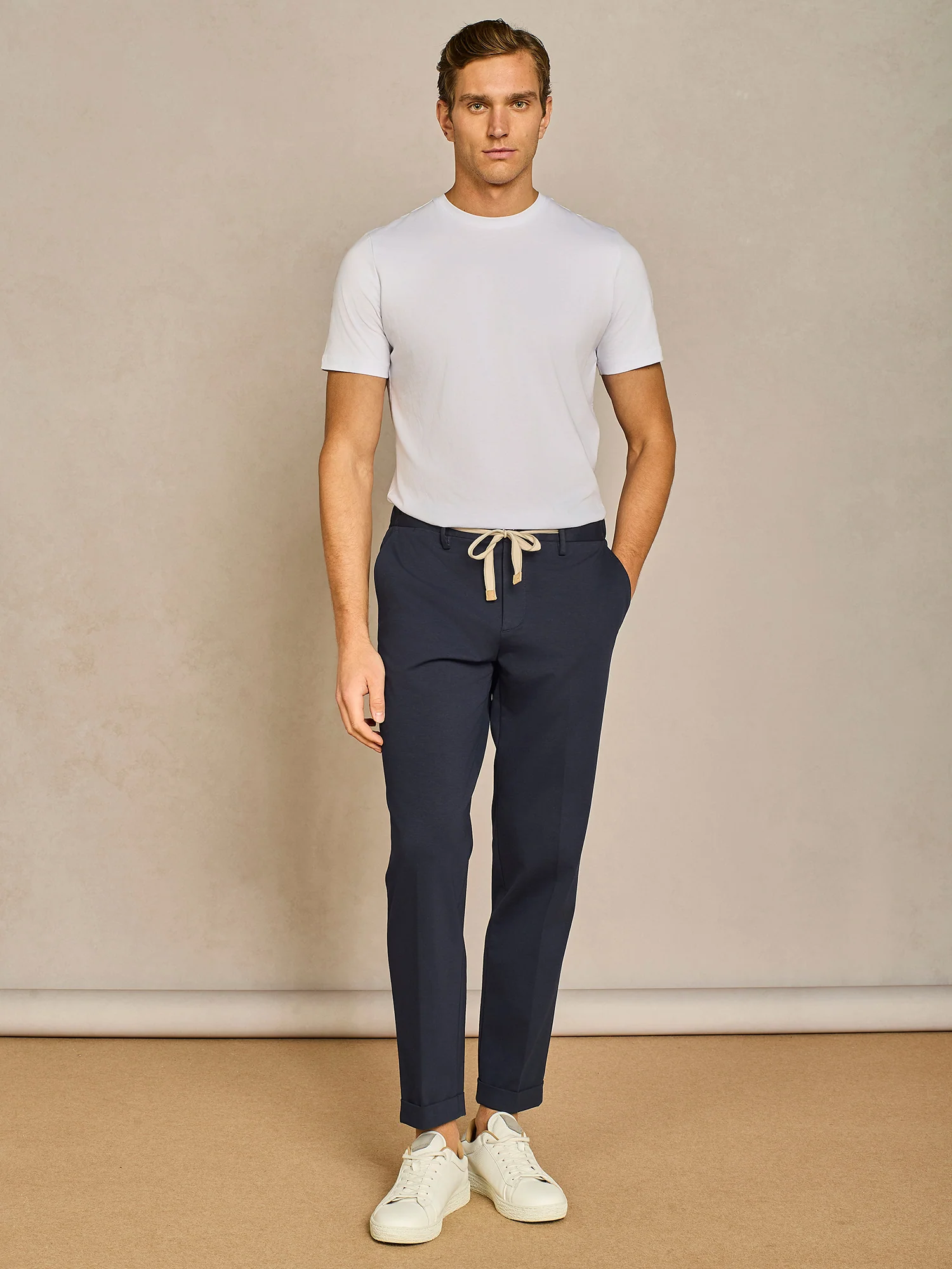Pantalone laccio jersey blu
