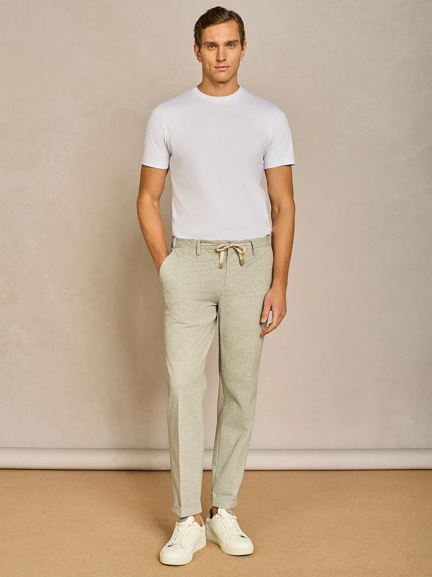 Pantalone laccio jersey grigio chiaro