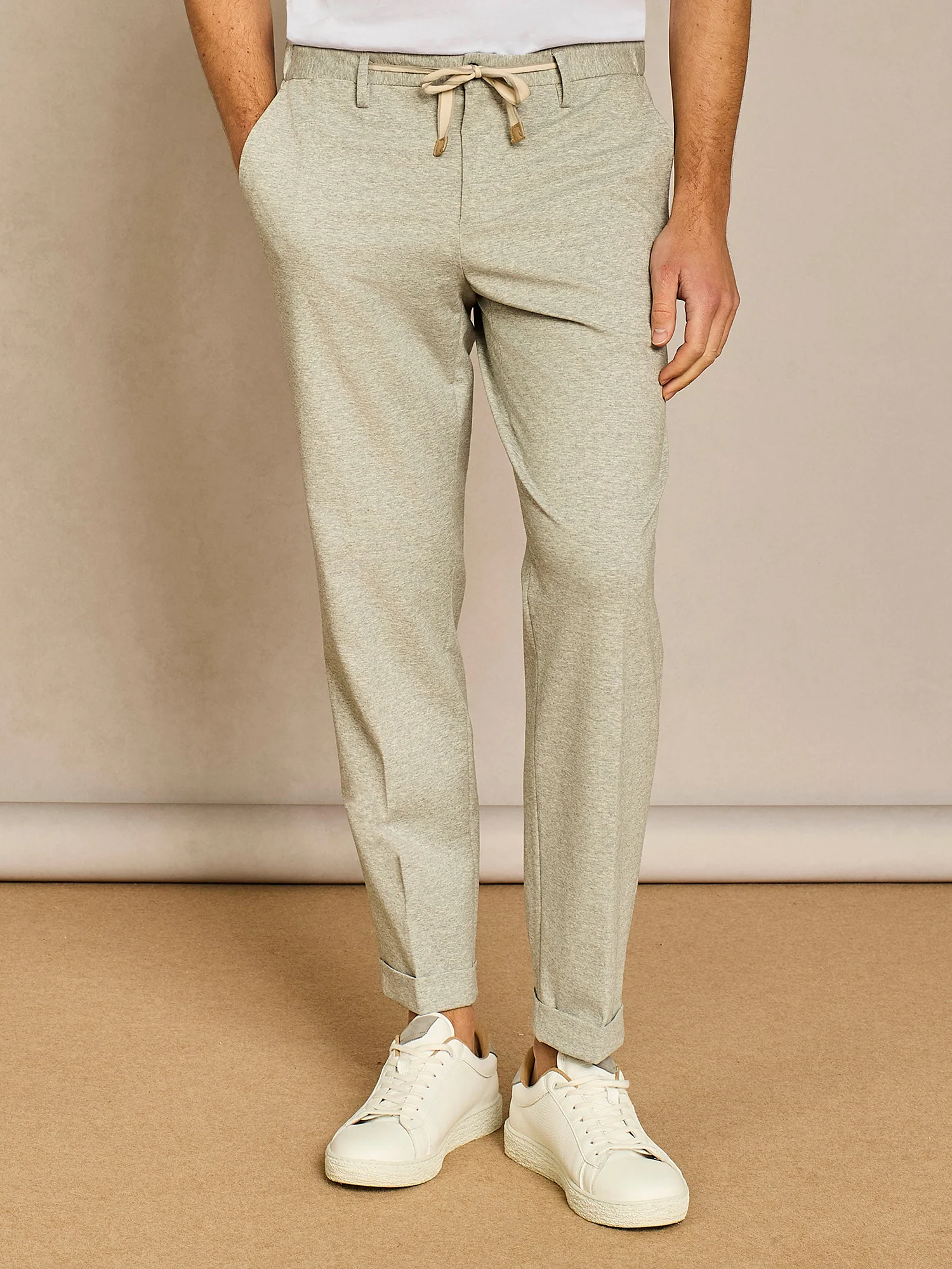 Pantalone laccio jersey grigio chiaro - Image 2