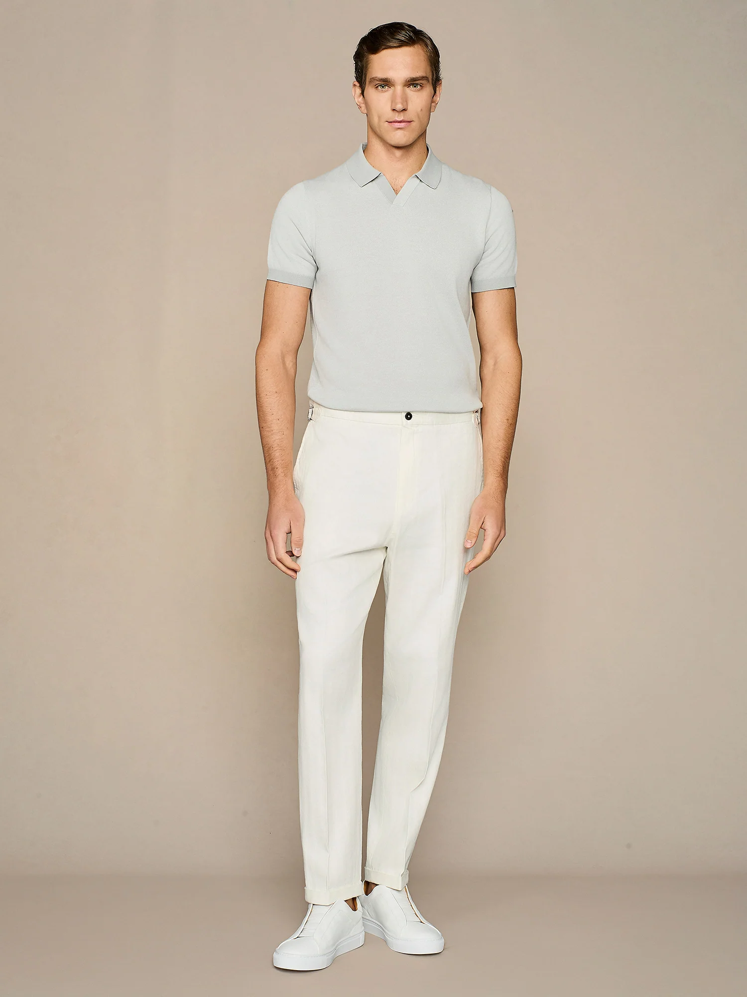 Pantalone leisure fit con cintini bianco