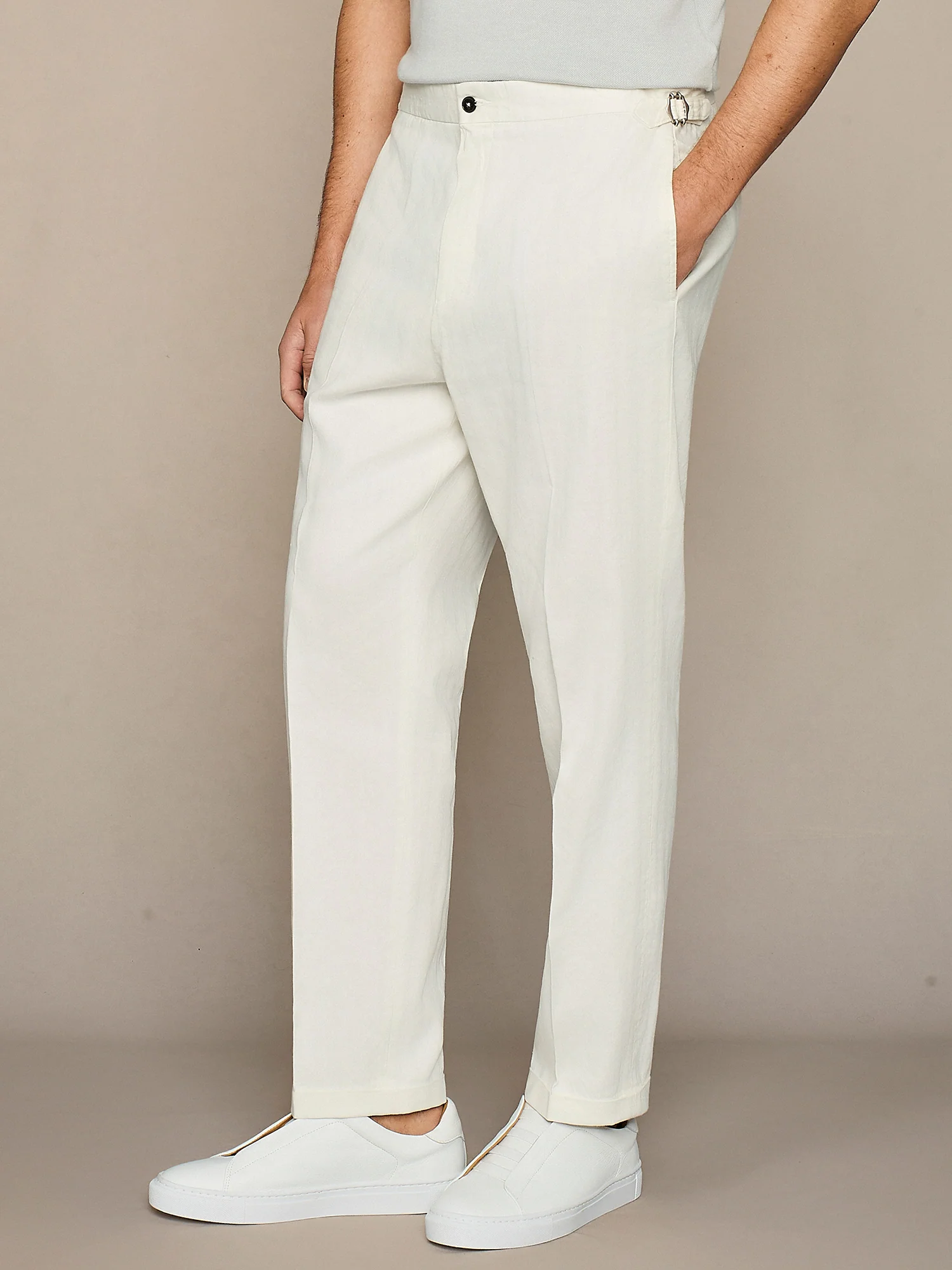 Pantalone leisure fit con cintini bianco - Image 3