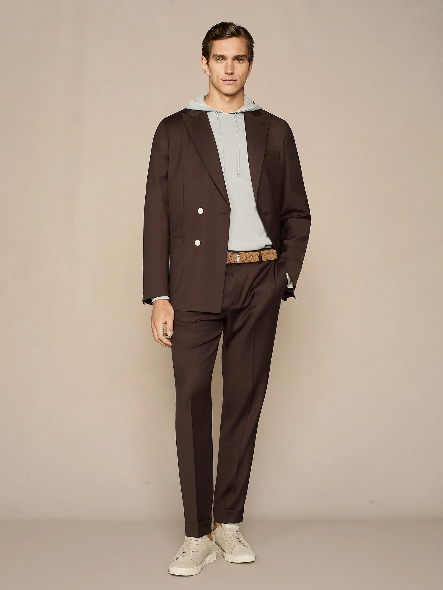 Pantalone sartoriale in lana stretch moro - Image 4