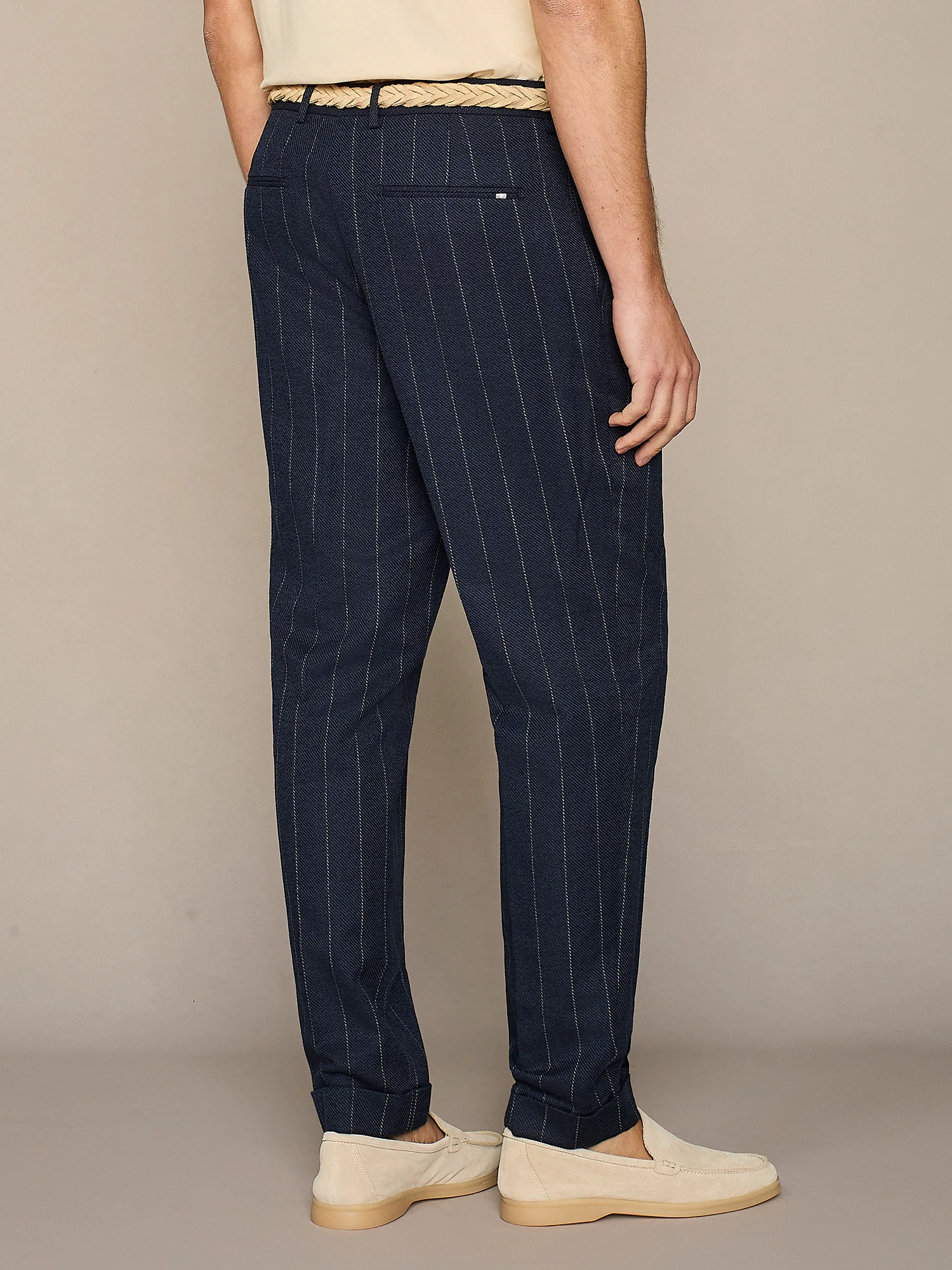 Pantalone misto lino gessato navy - Image 5