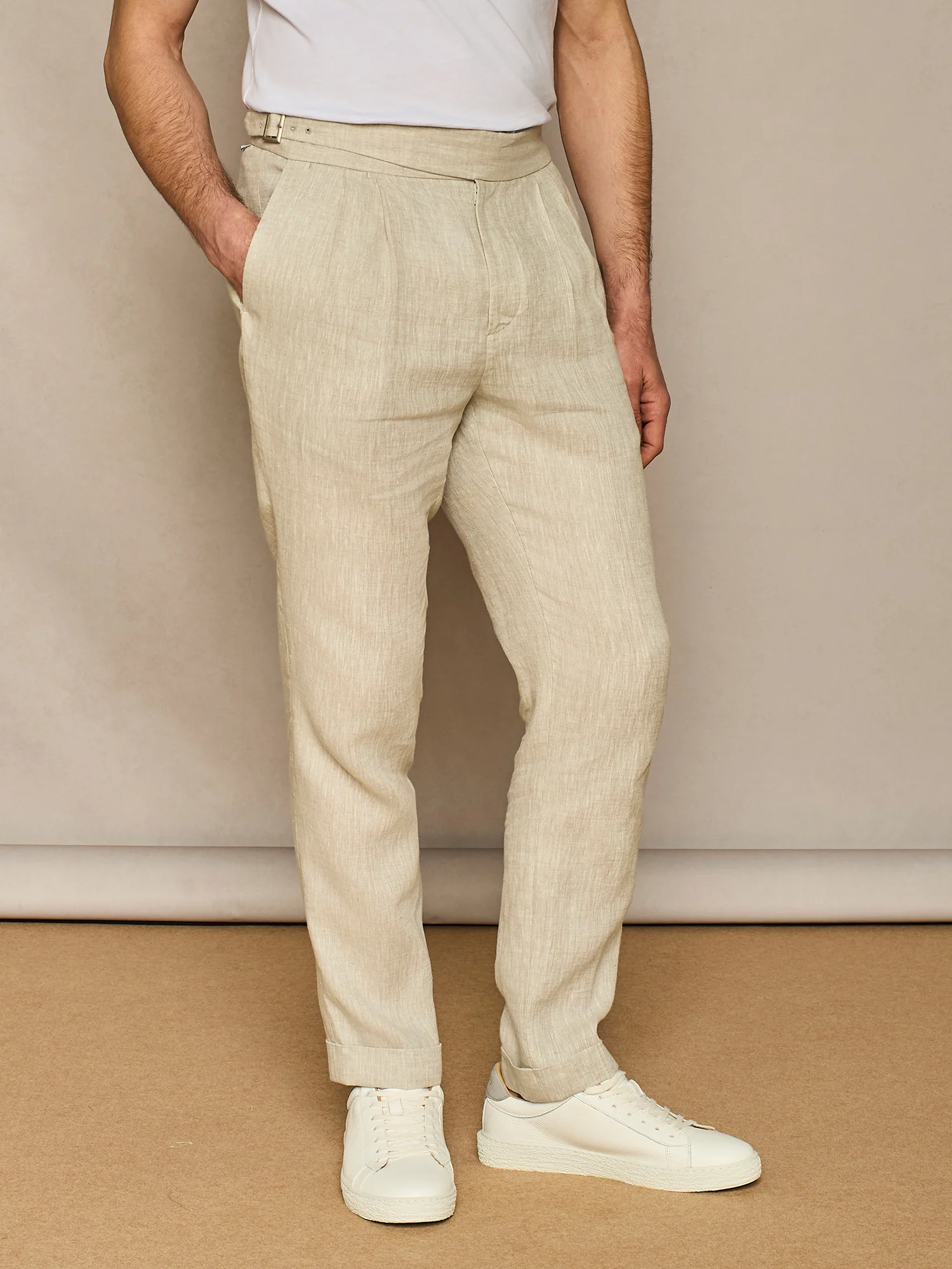 Pantalone sartoriale in lino grigio chiaro - Image 3
