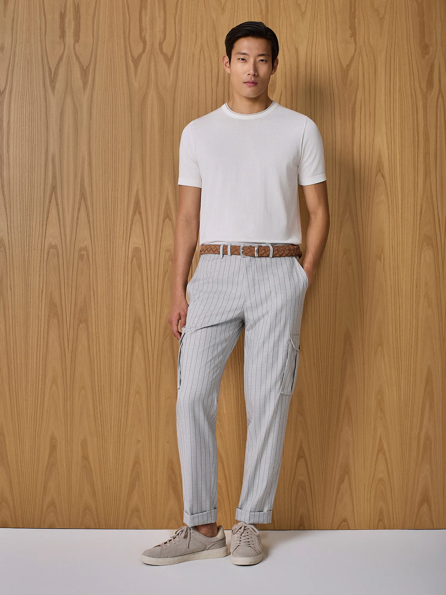 Pantalone tascone gessato grigio chiaro - Image 4
