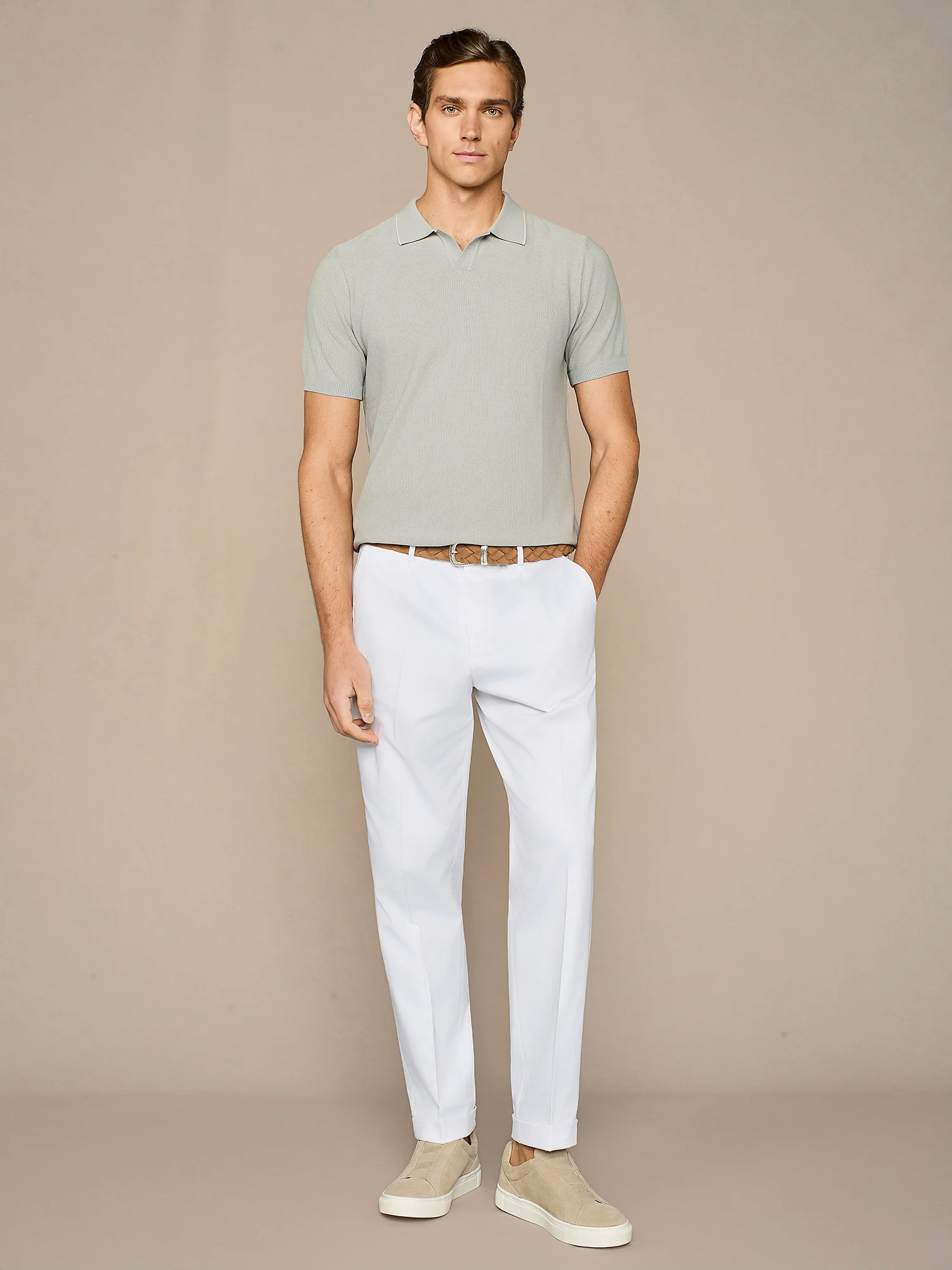 Pantalone in cotone e lyocell bianco