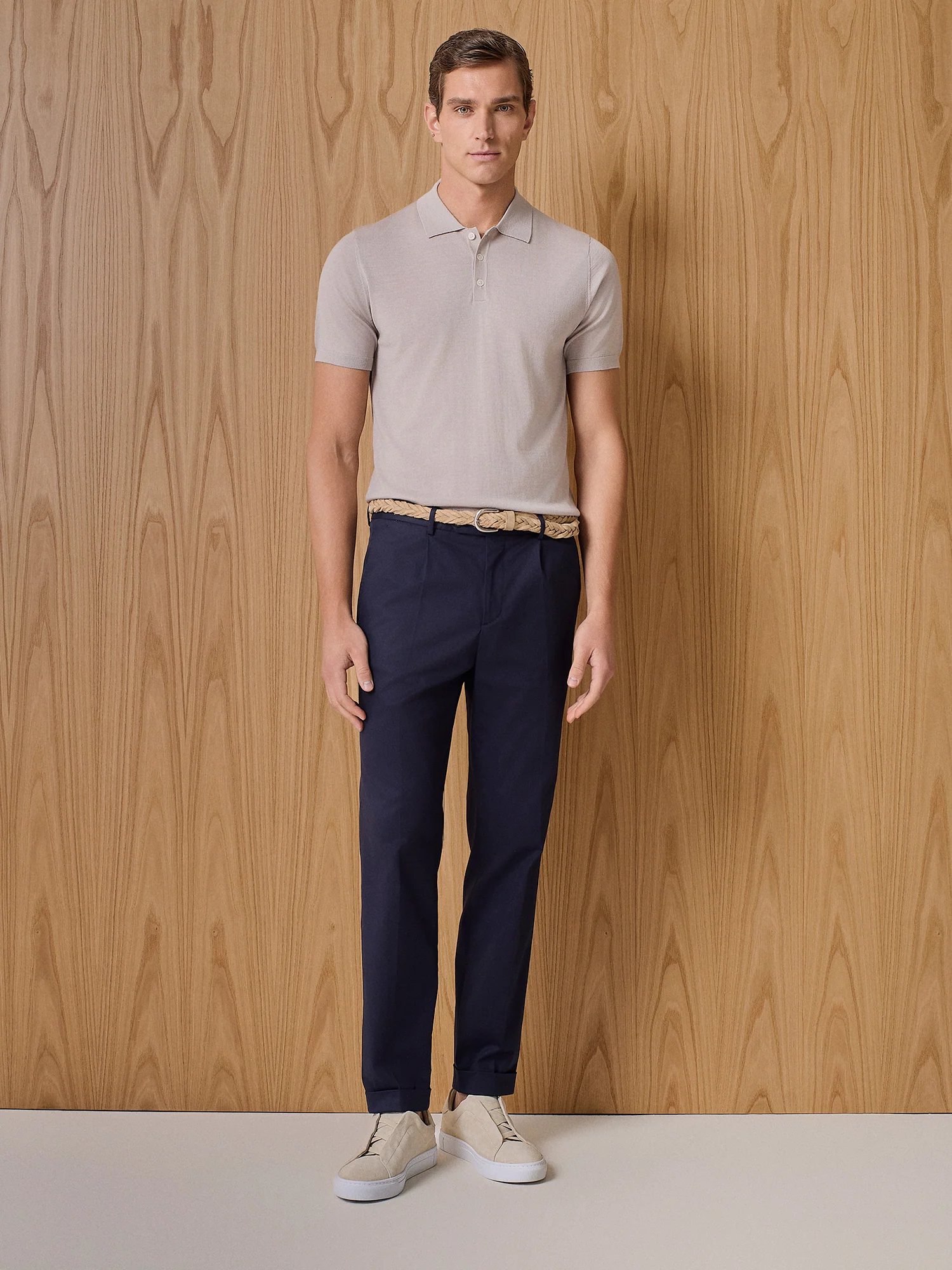 Pantalone in cotone e lyocell blu
