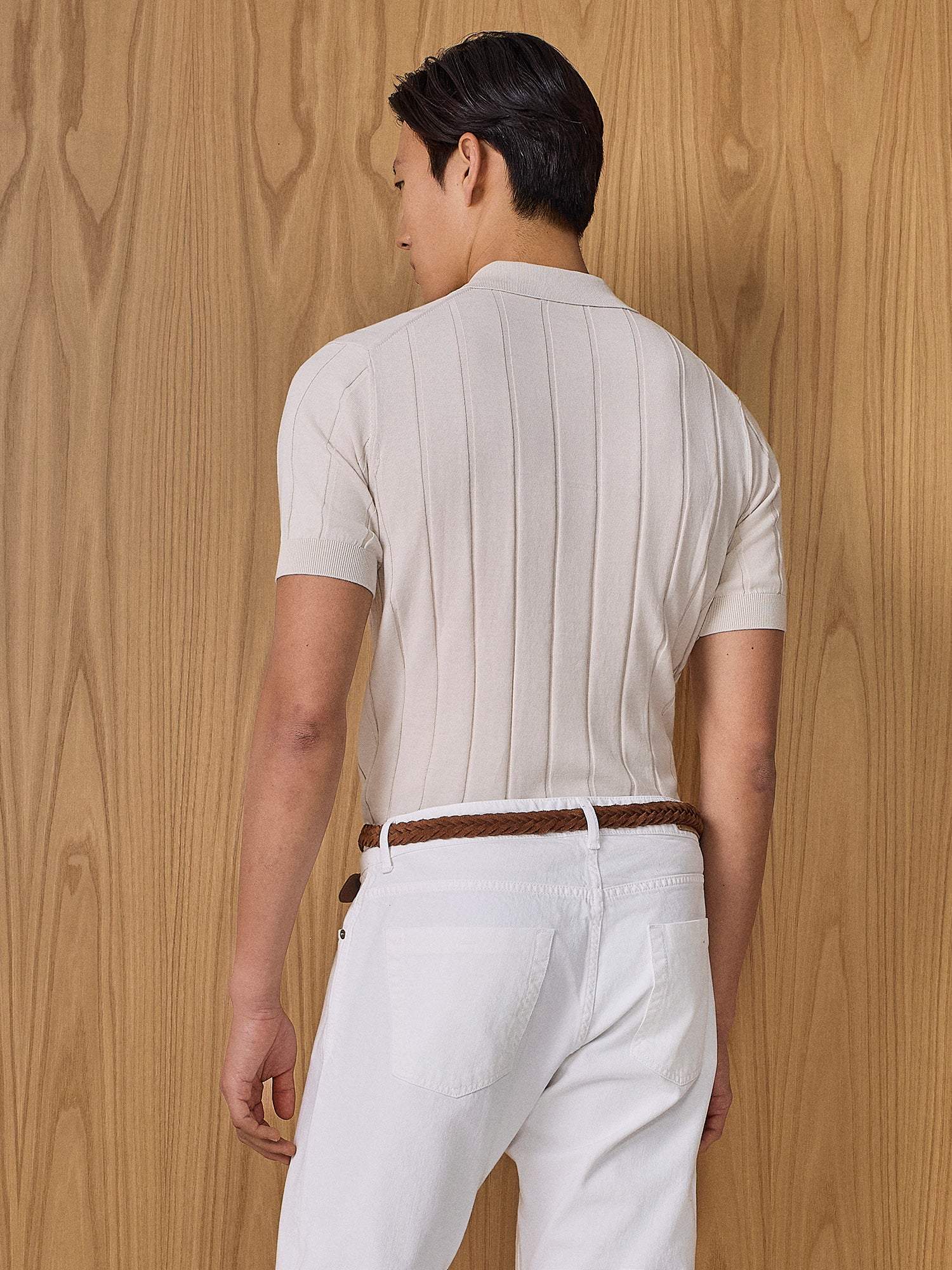 Polo camicia in maglia costa piatta burro - Image 4