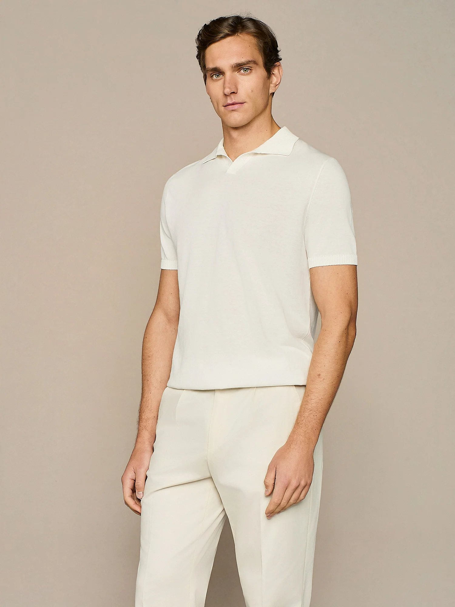 Polo crepe in maglia bianca - Image 2