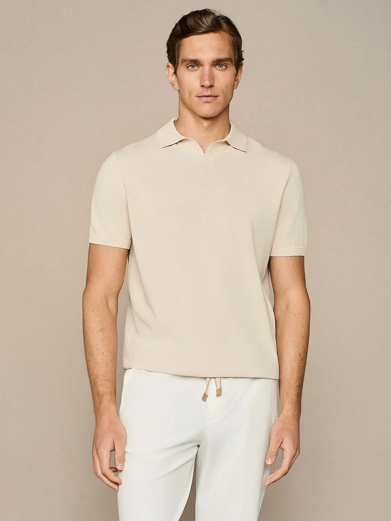 Polo crepe in maglia burro