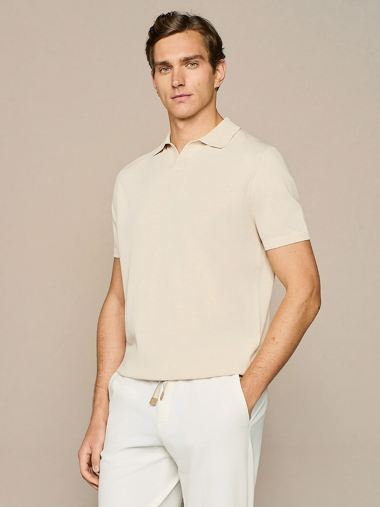 Polo crepe in maglia burro - Image 2
