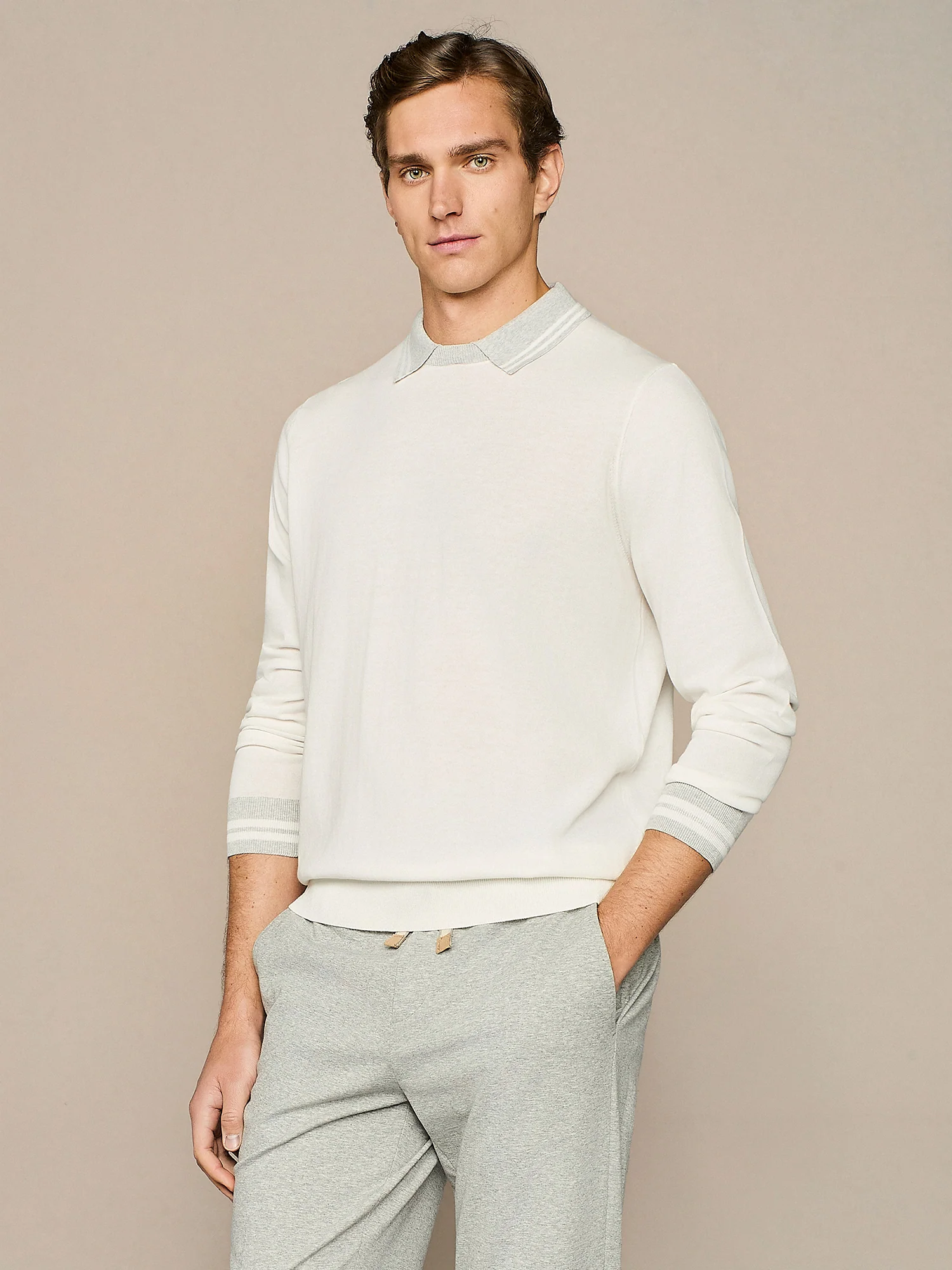 Polo girocollo in maglia bianco - Image 2