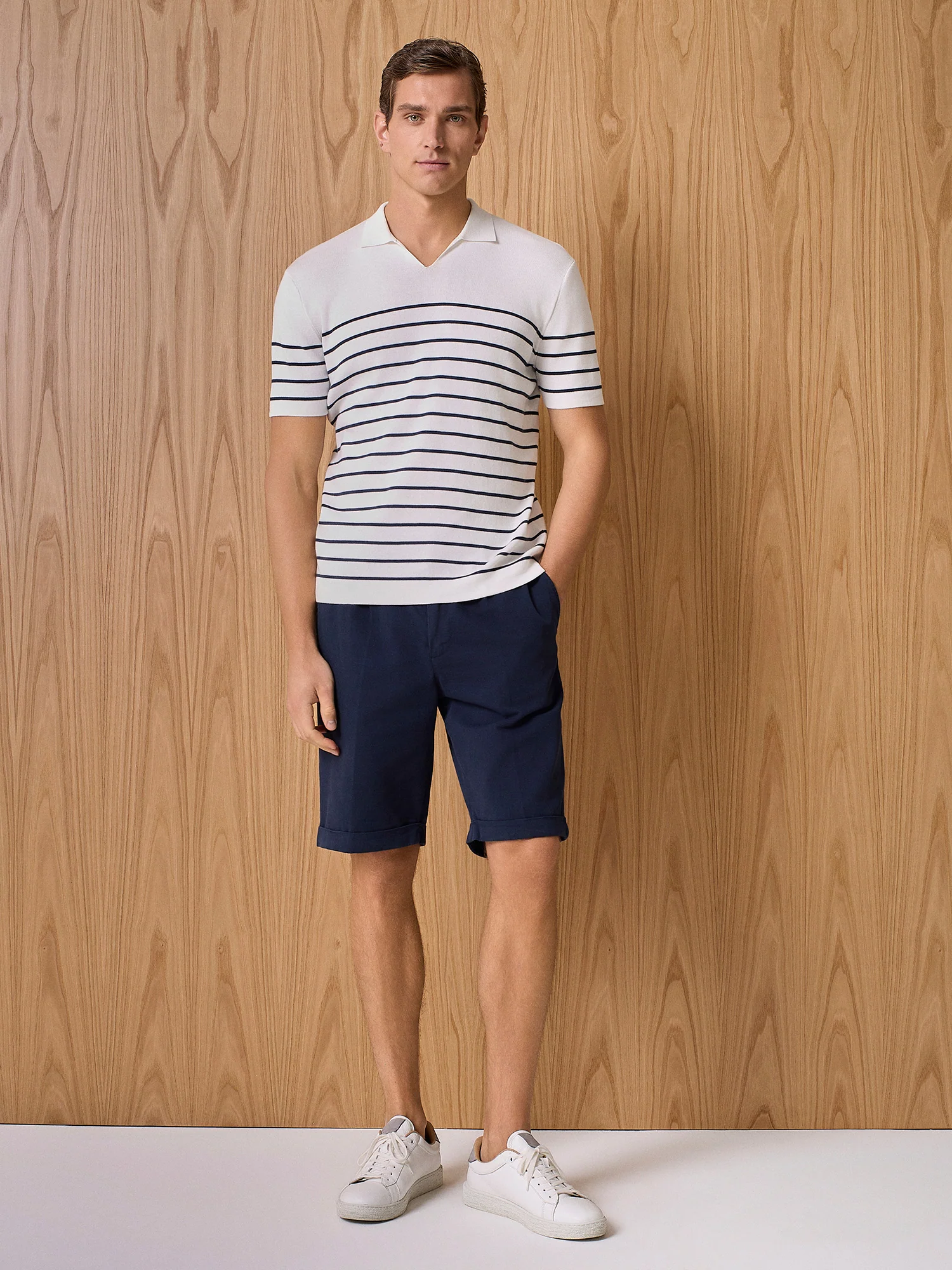 Polo in maglia a righe bianco - Image 3