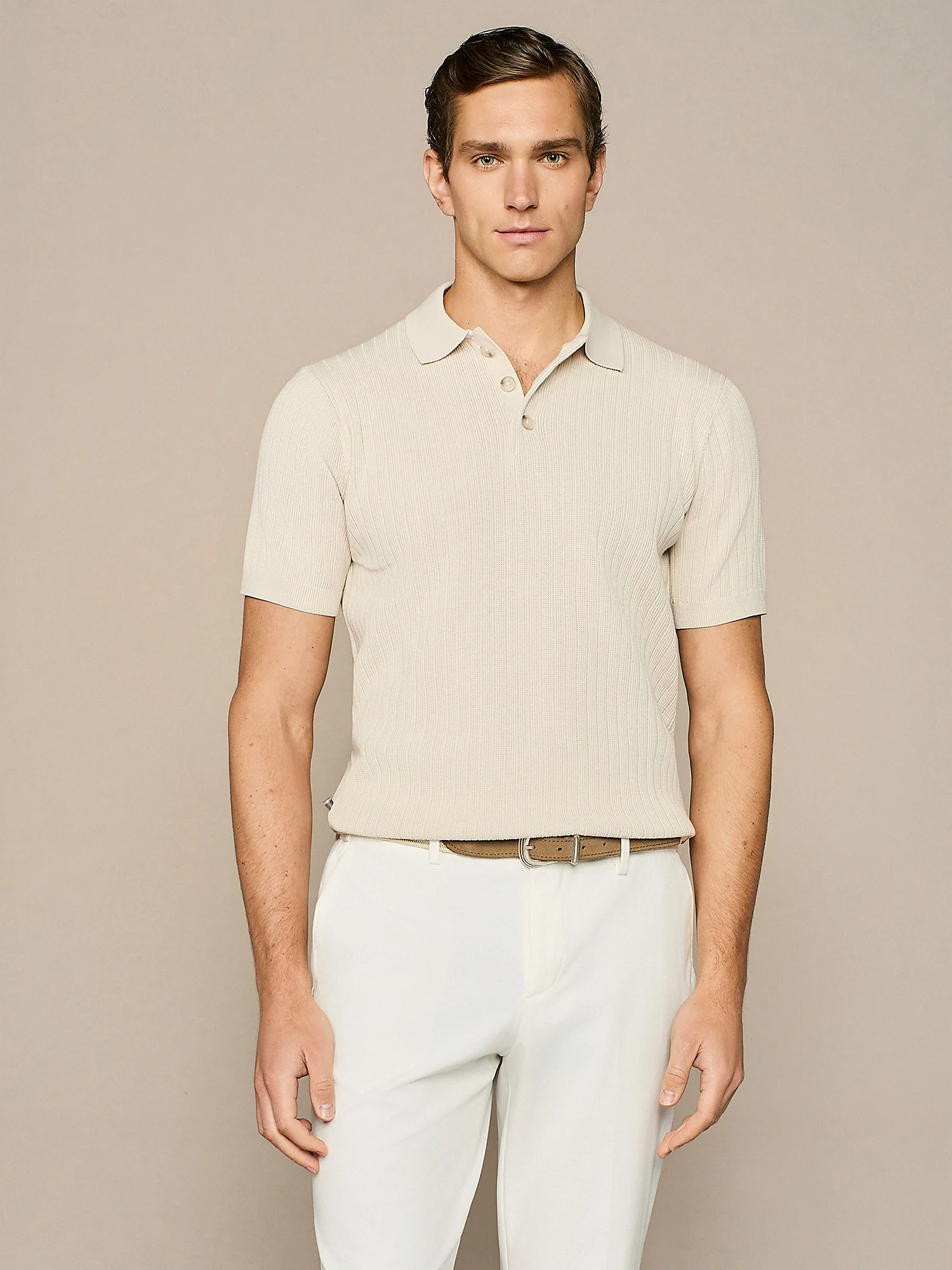 Polo in maglia burro