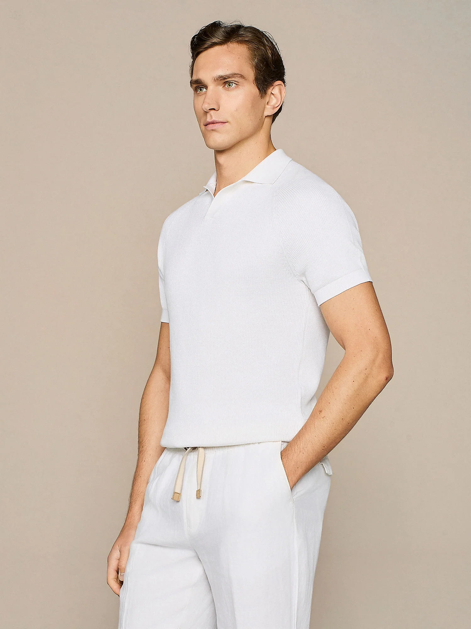 Polo in maglia costa inglese bianco - Image 2