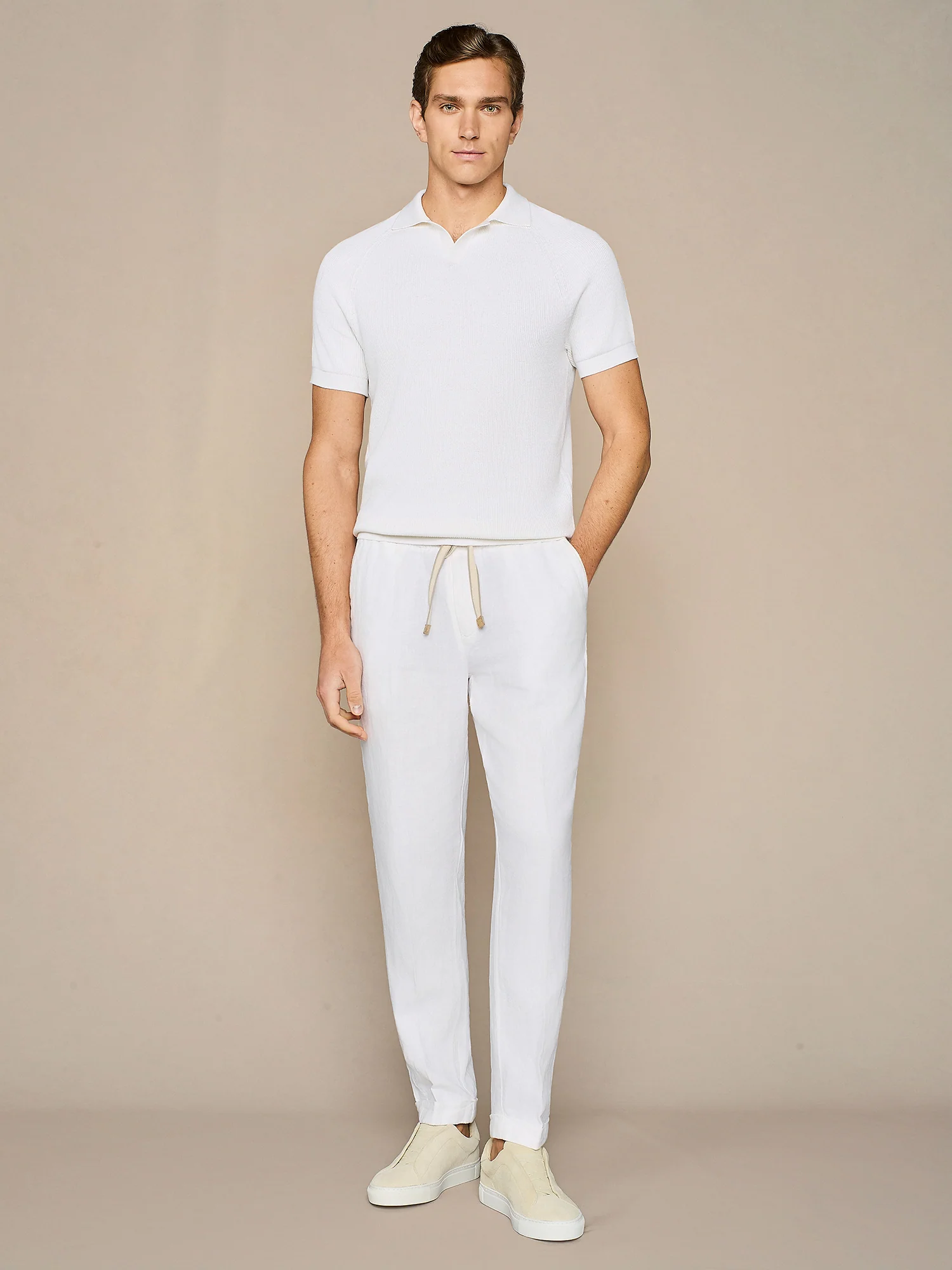Polo in maglia costa inglese bianco - Image 3