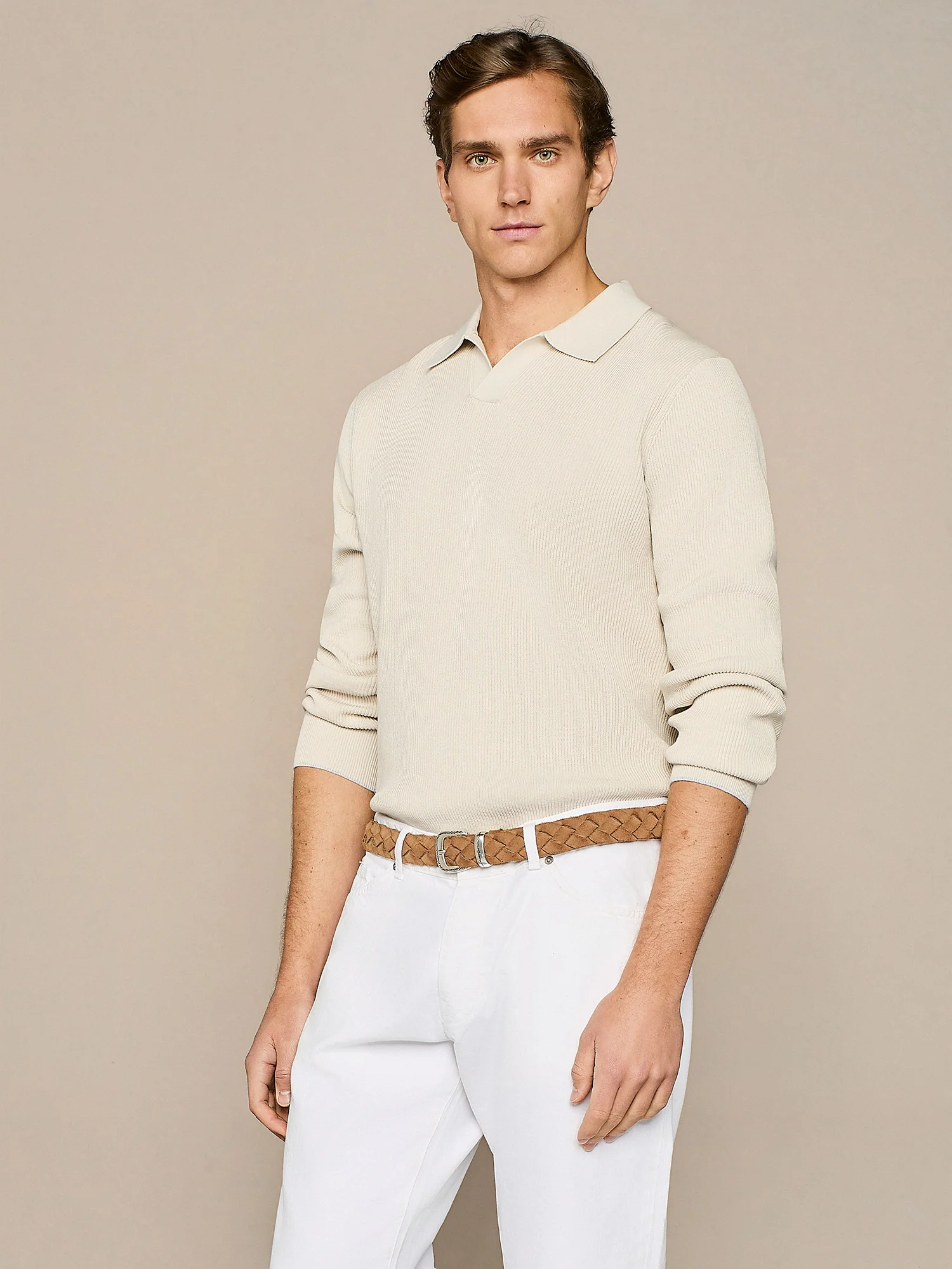 Polo in maglia costa inglese burro - Image 2