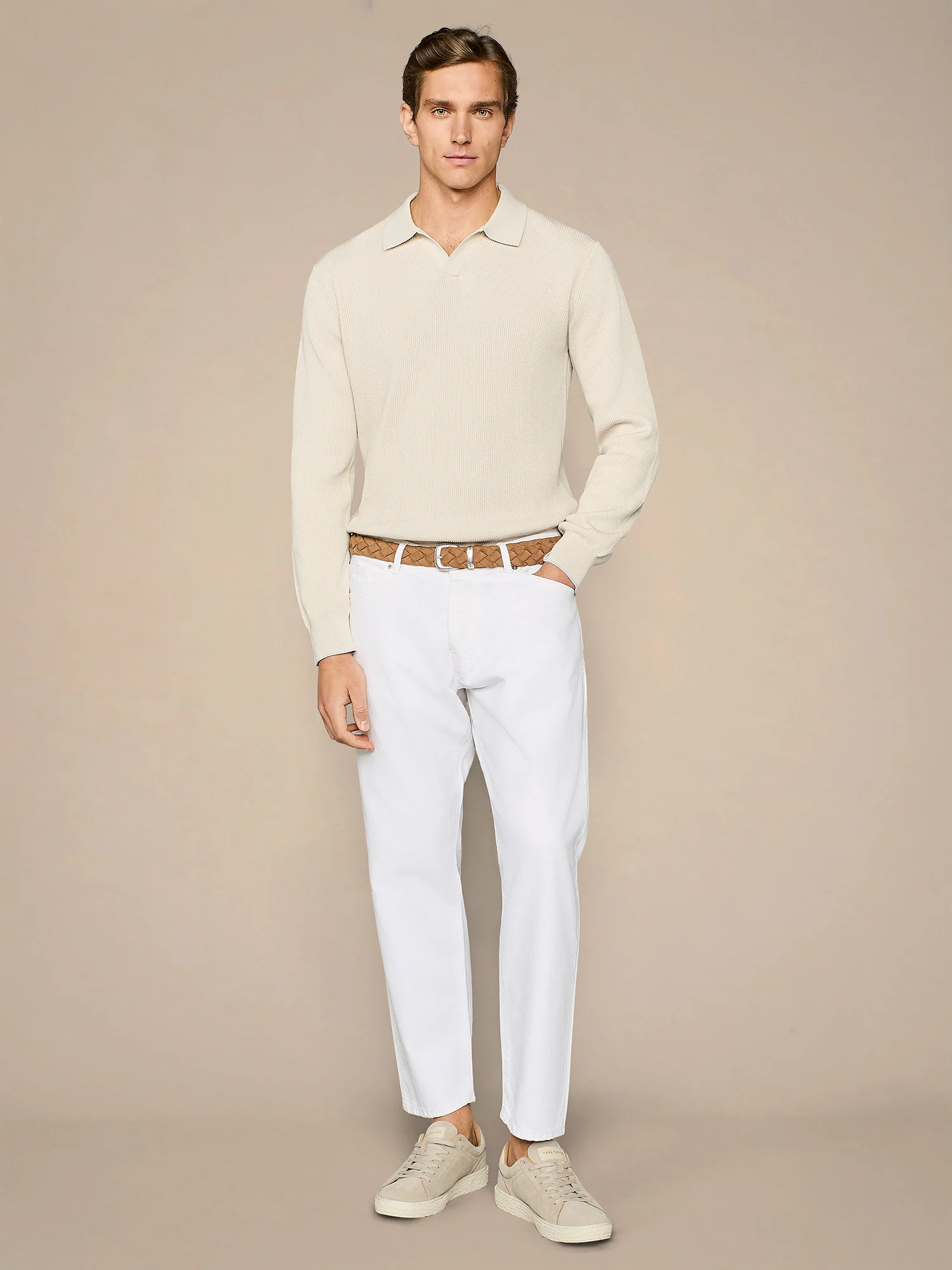 Polo in maglia costa inglese burro - Image 3