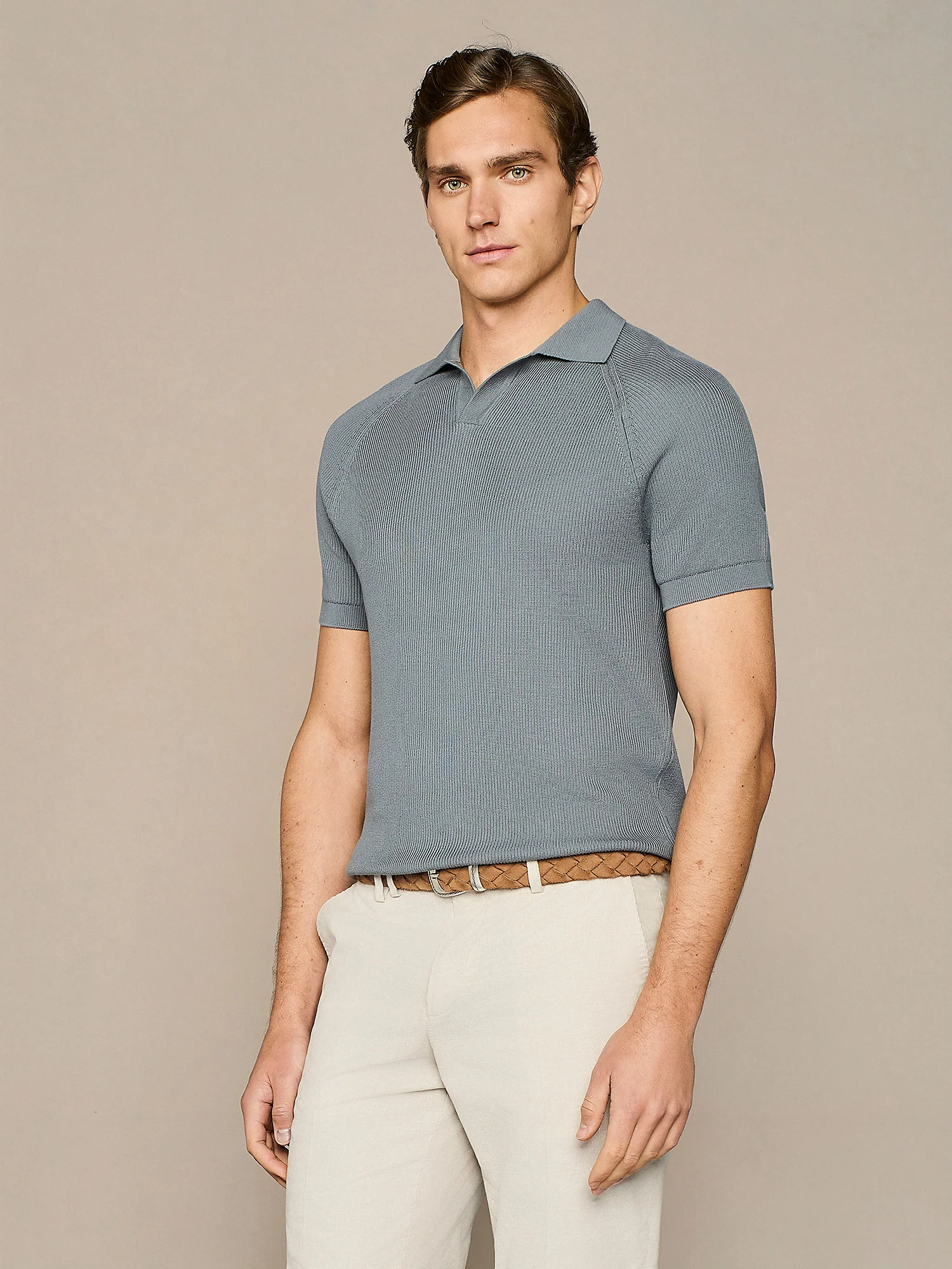 Polo in maglia costa inglese ceruleo - Image 2