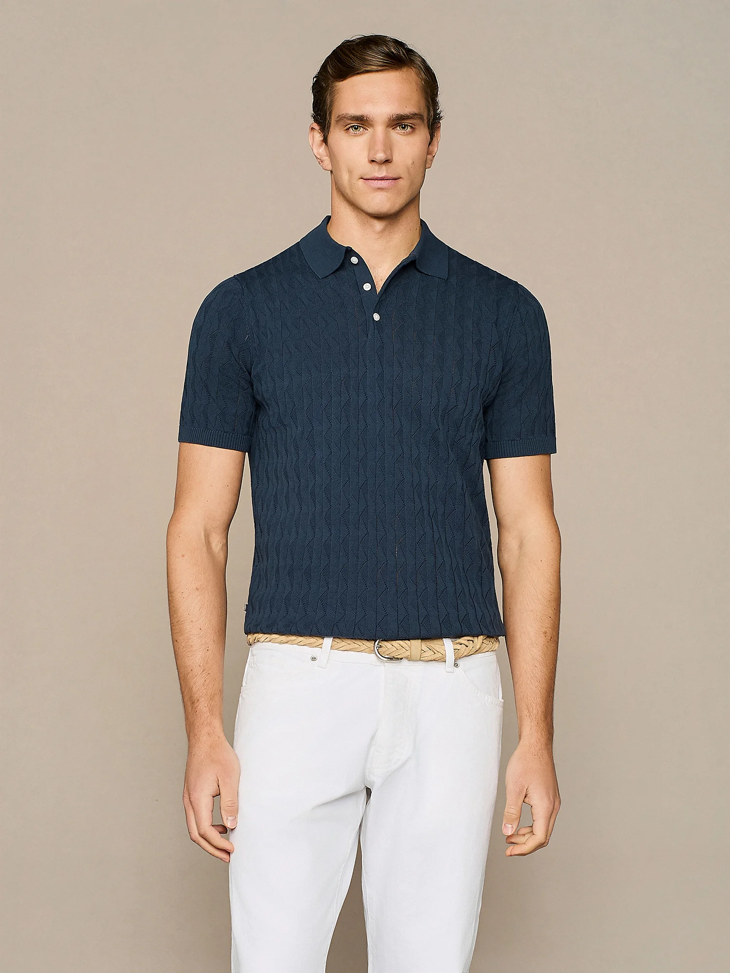 Polo in maglia wave blu