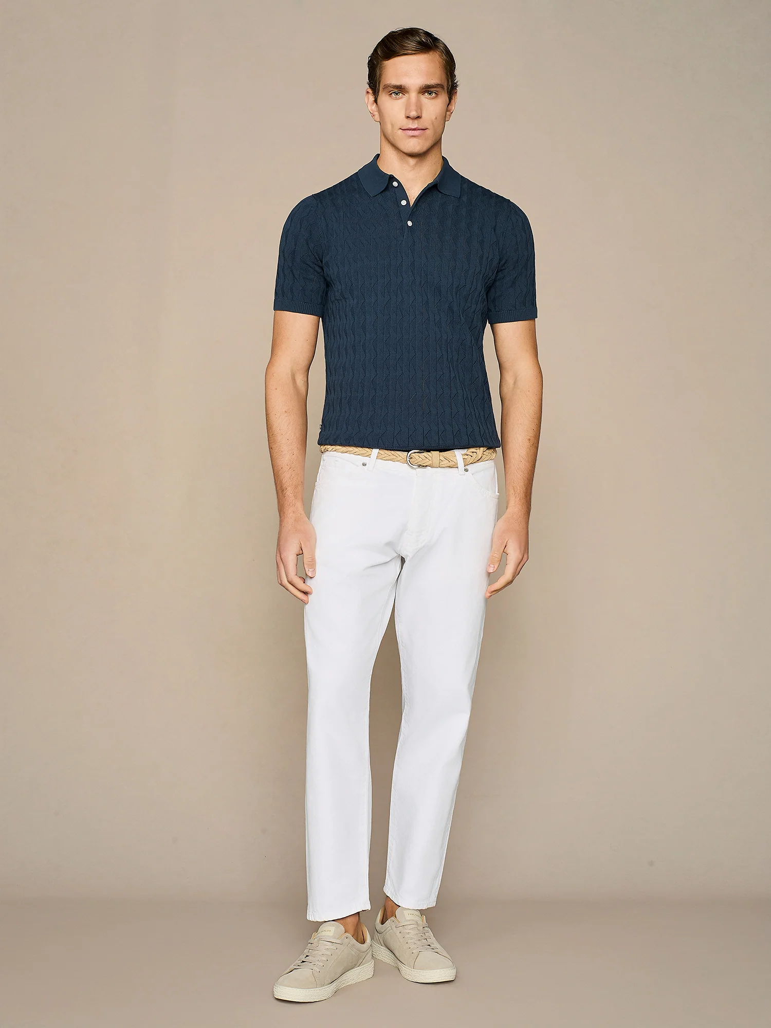 Polo in maglia wave blu - Image 3