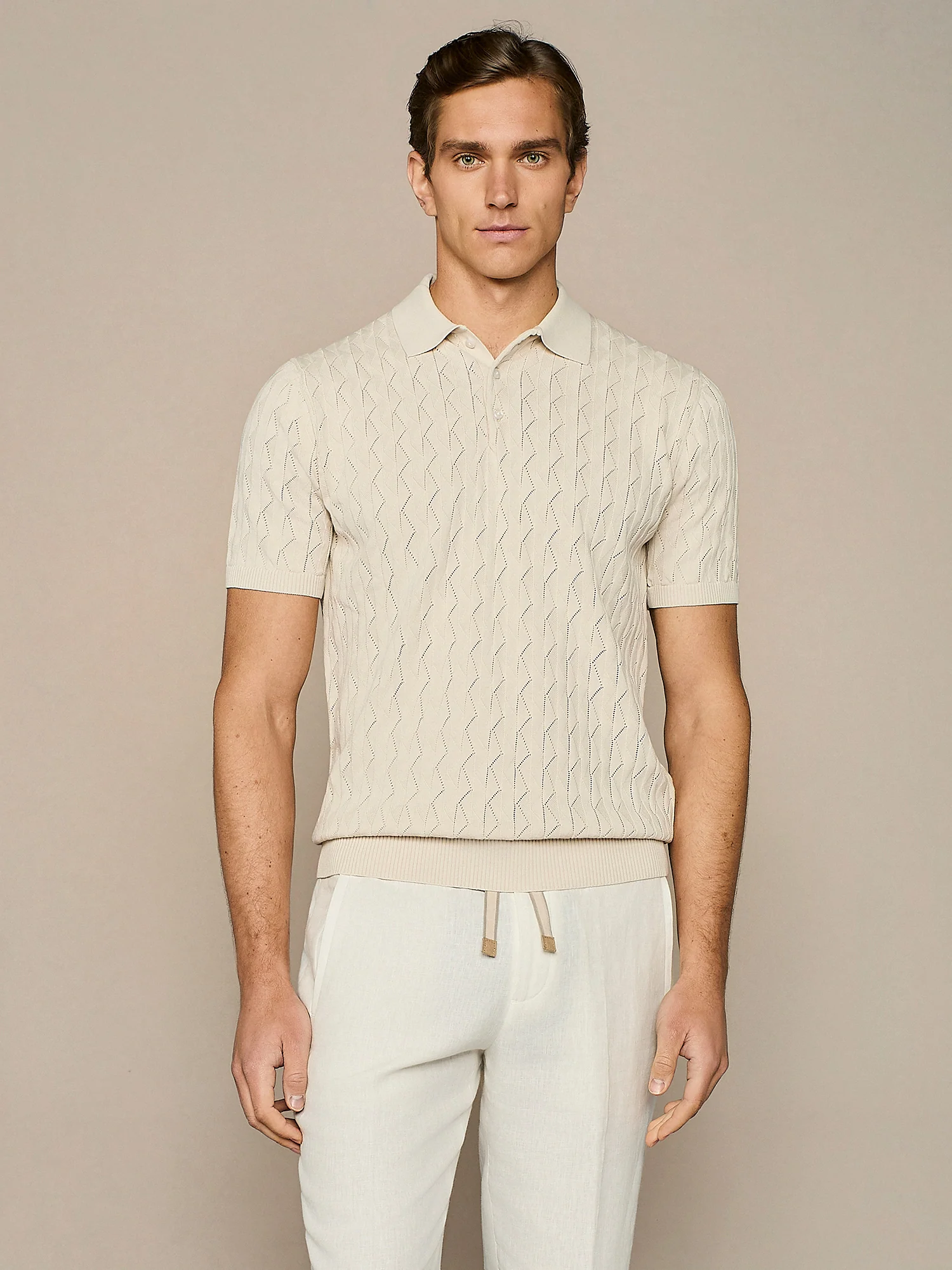 Polo in maglia wave burro