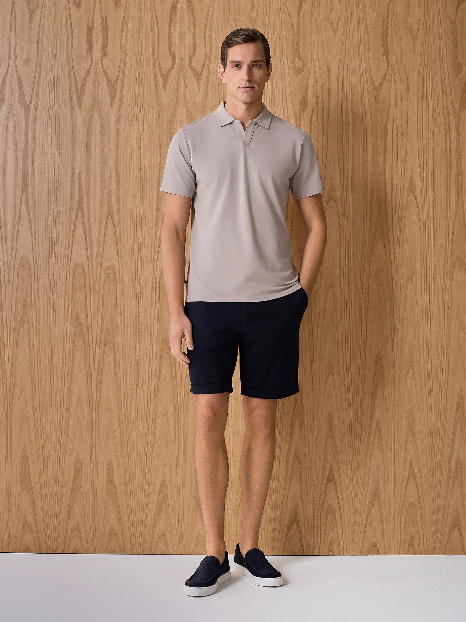 Polo in piquet tecnico taupe - Image 3