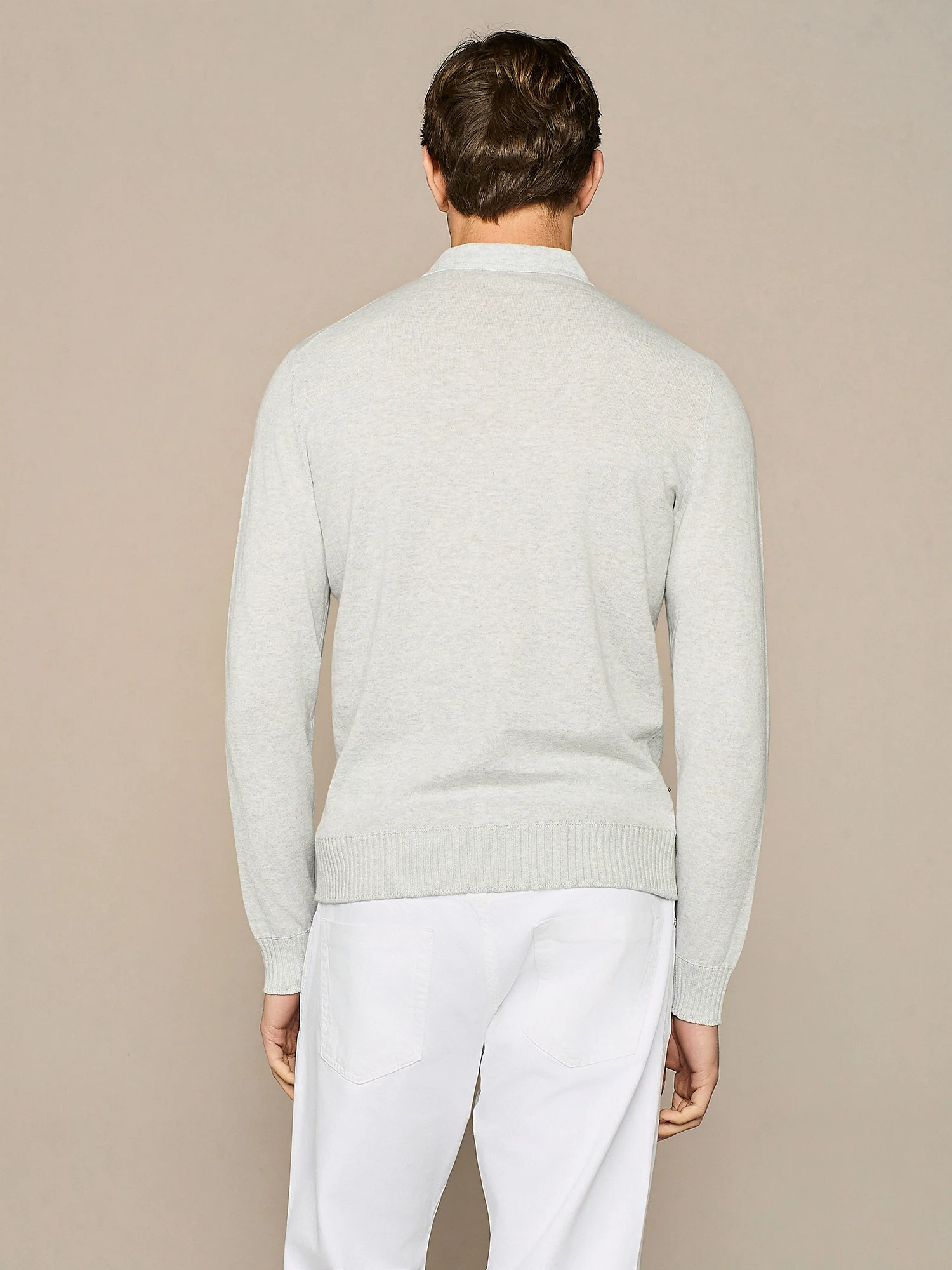 Polo mezza zip grigio chiaro melange - Image 4