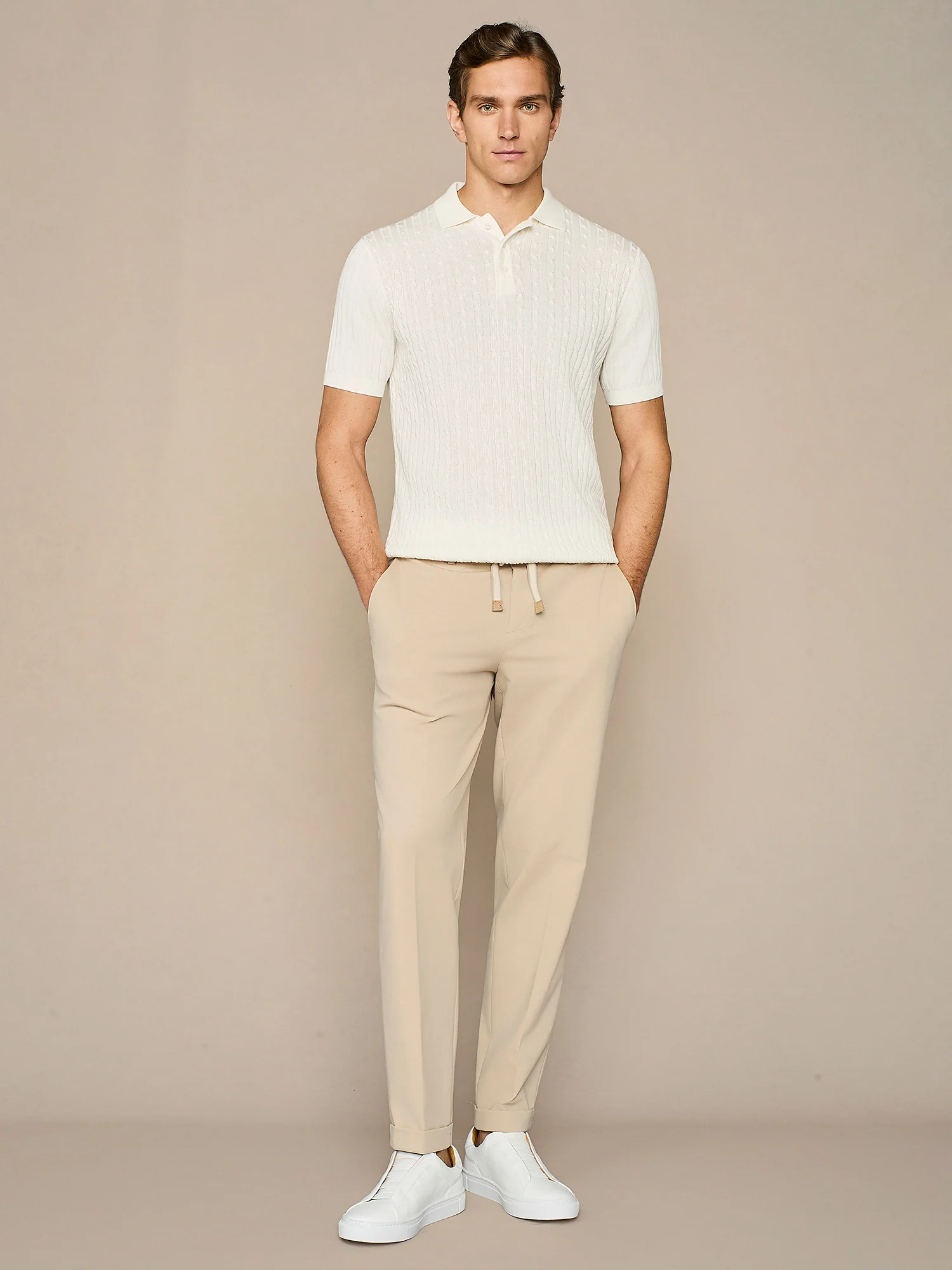 Polo trecce in maglia bianca - Image 3