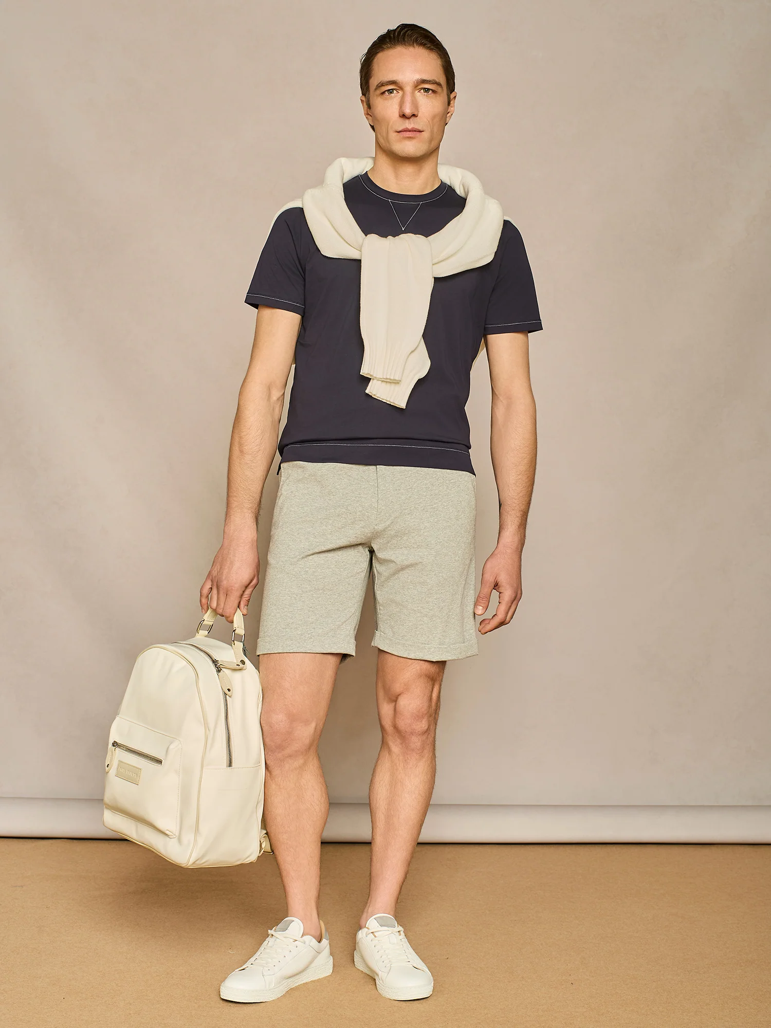 Bermuda con laccio in jersey grigio chiaro